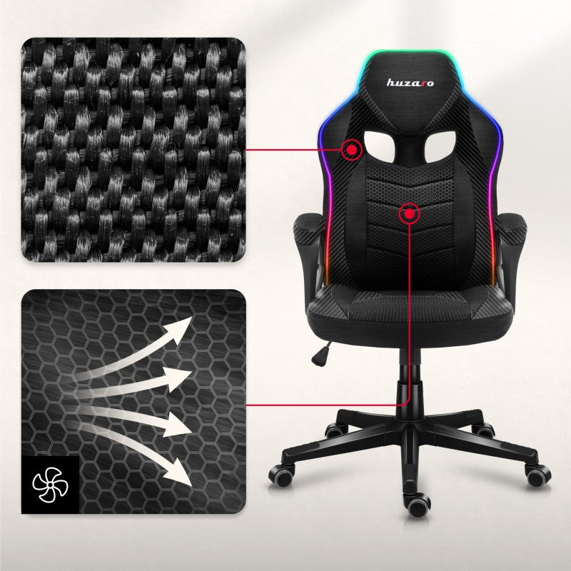 Fotel Gamingowy Huzaro Force 2.5 RGB Carbon Mesh