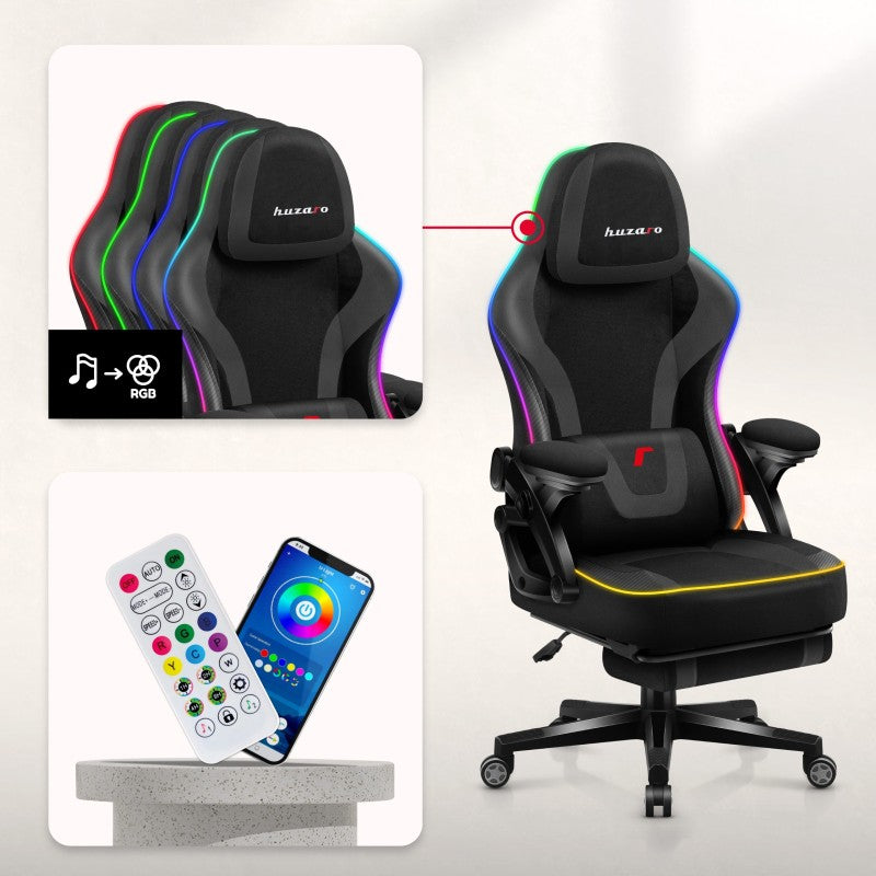 Fotel gamingowy Huzaro Force 4.6 RGB Smart Black Mesh