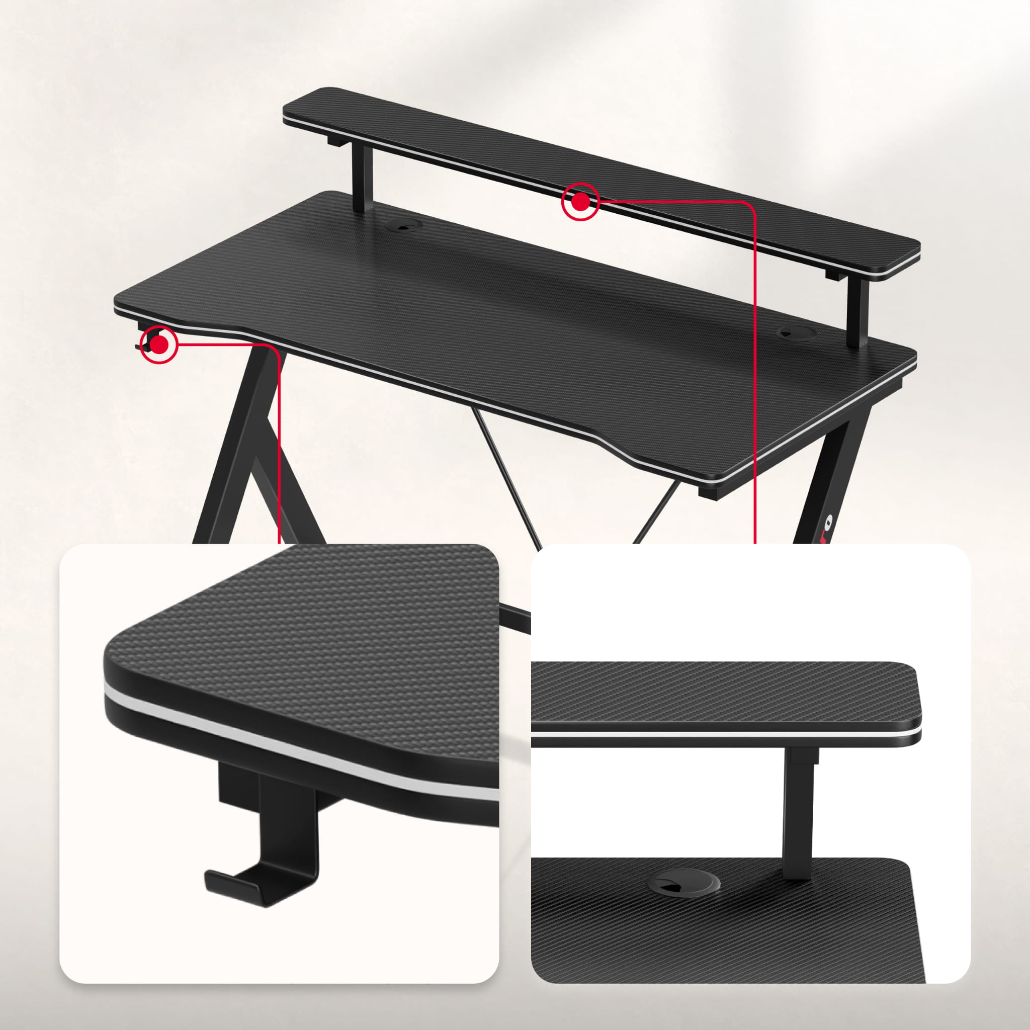 Herný stôl 120 cm Huzaro Hero 1.9 Black