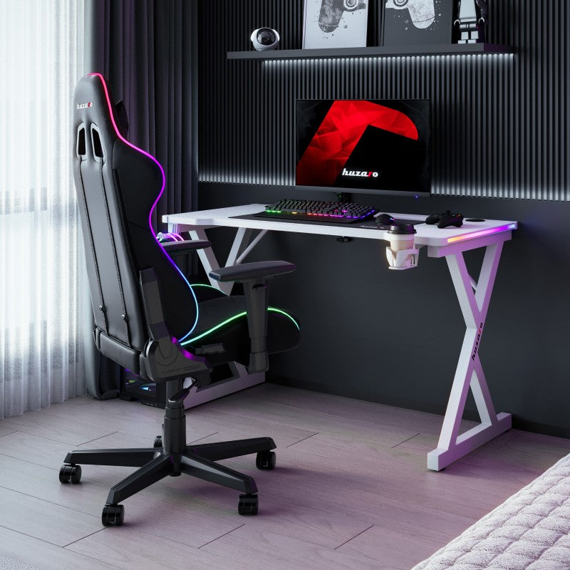 Biurko gamingowe LED Huzaro Hero 2.3 RGB White 120 cm