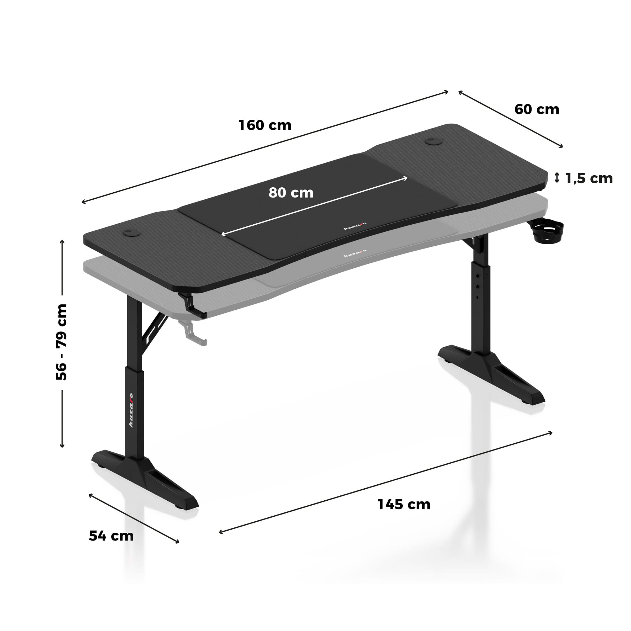Herný stôl Huzaro Hero 4.6 Black 160 cm