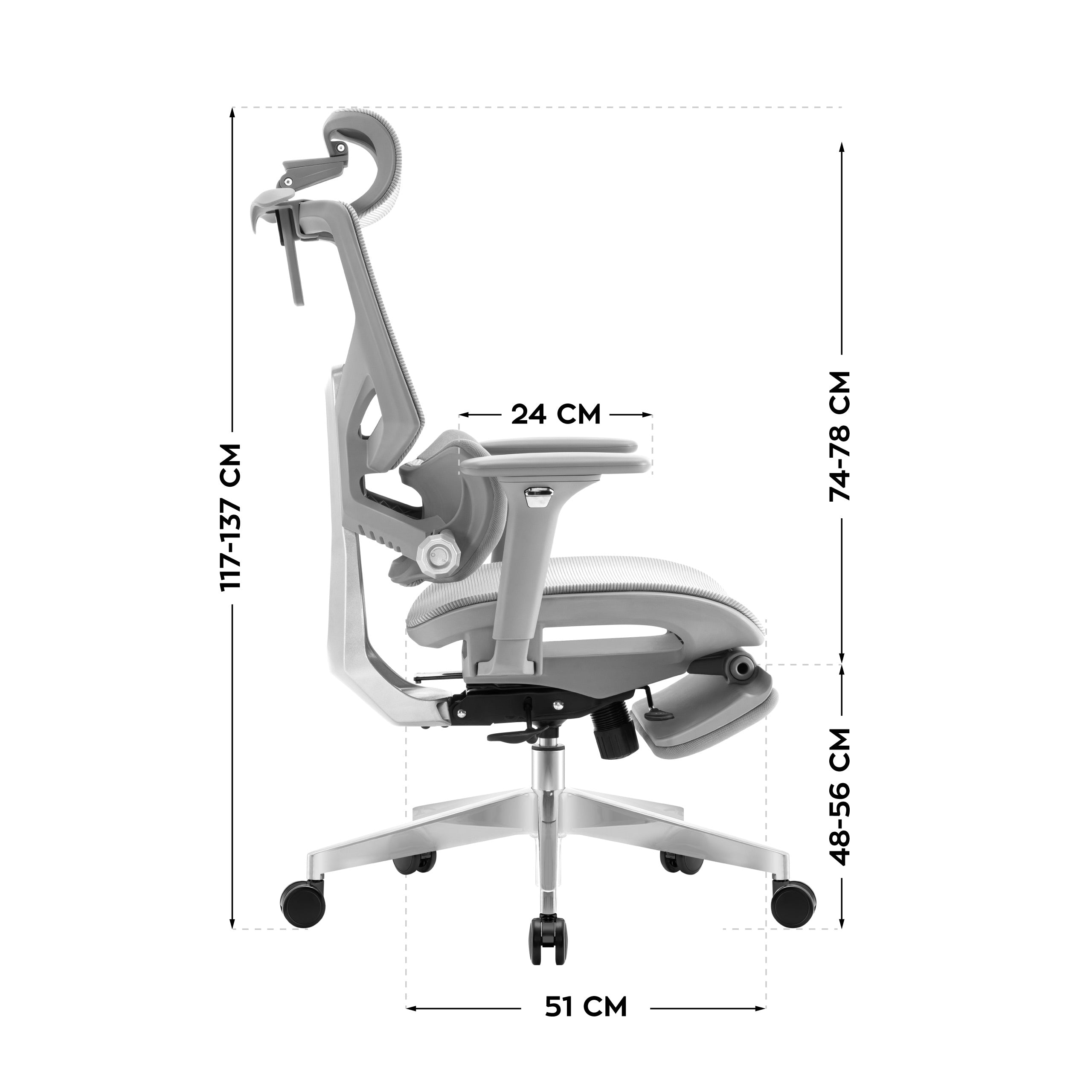 Ergonomické kreslo s podnožkou Mark Adler Expert 8.7 Grey Mesh