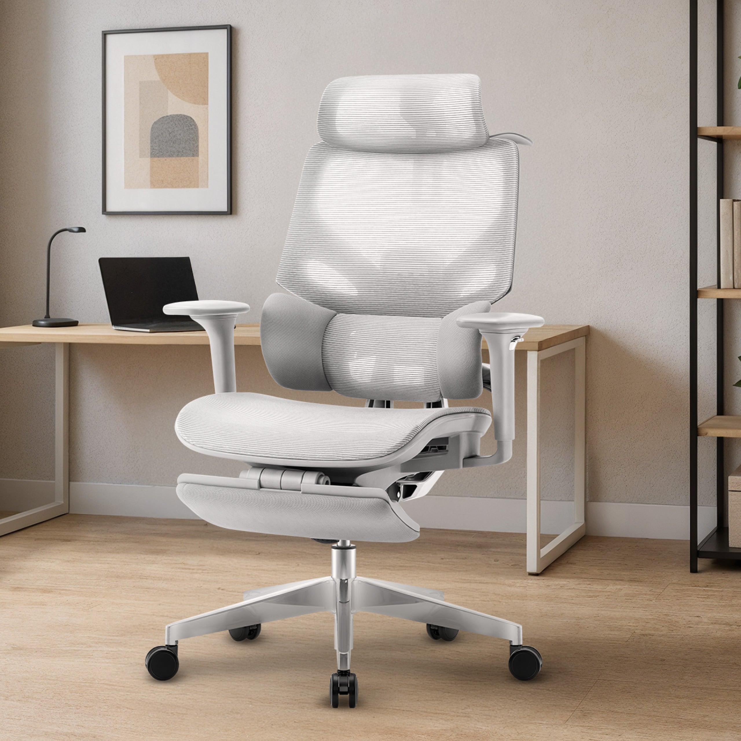 Ergonomické kreslo s podnožkou Mark Adler Expert 8.7 Grey Mesh