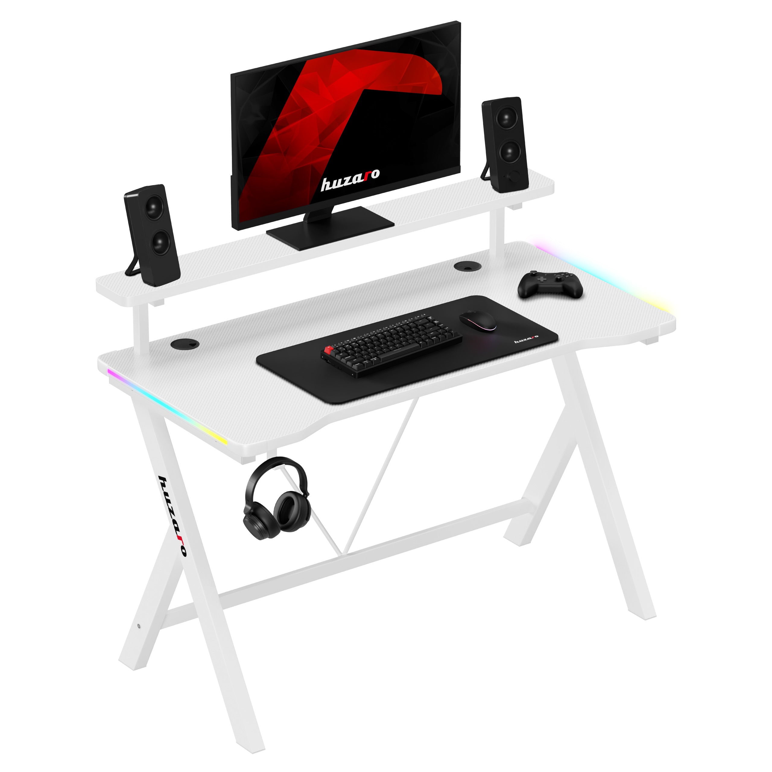 Herný stôl s LED osvetlením Huzaro Hero 1.9 RGB White 120 cm