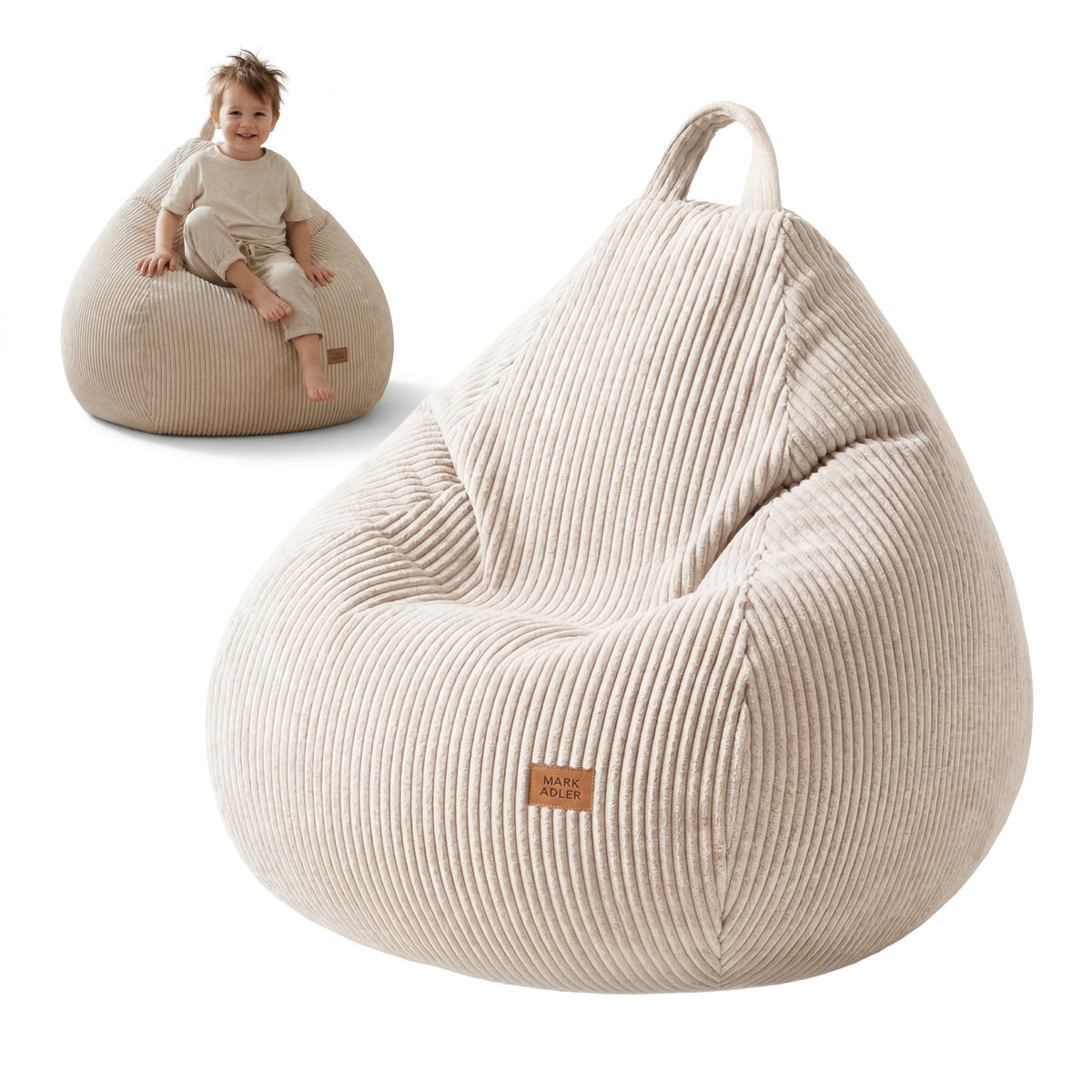 Bežový vakový taburet z manšestru Mark Adler Comfy 1.0 Beige