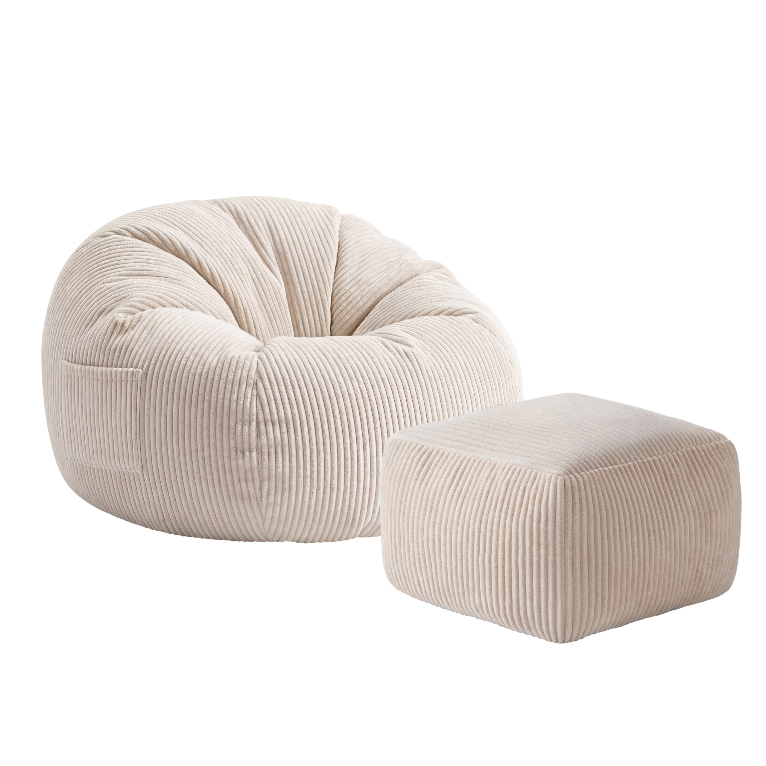 Kordový kreslo-puf s podnožkou Mark Adler Comfy 3.0 Beige