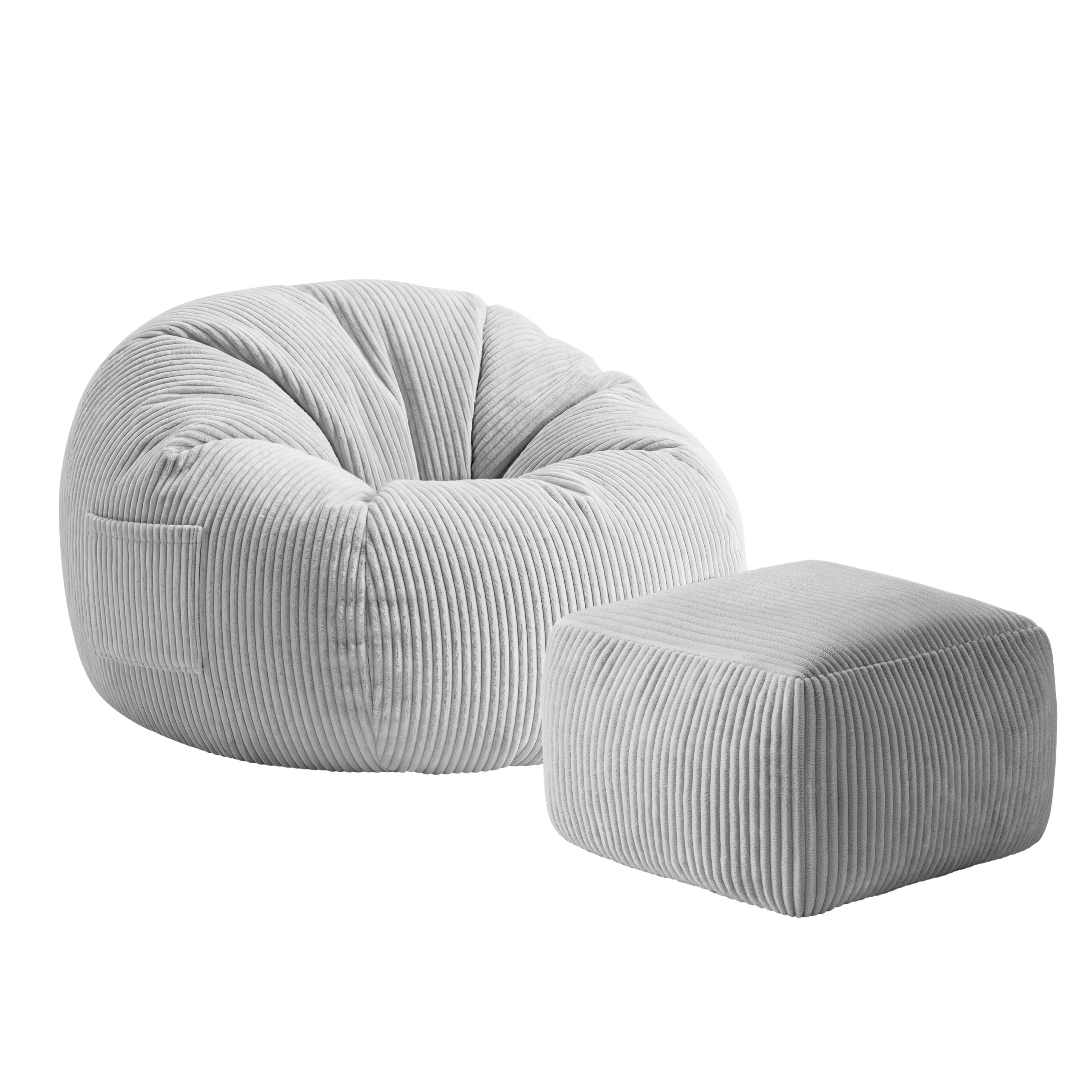 Kordový kreslo-puf s podnožkou Mark Adler Comfy 3.0 Grey