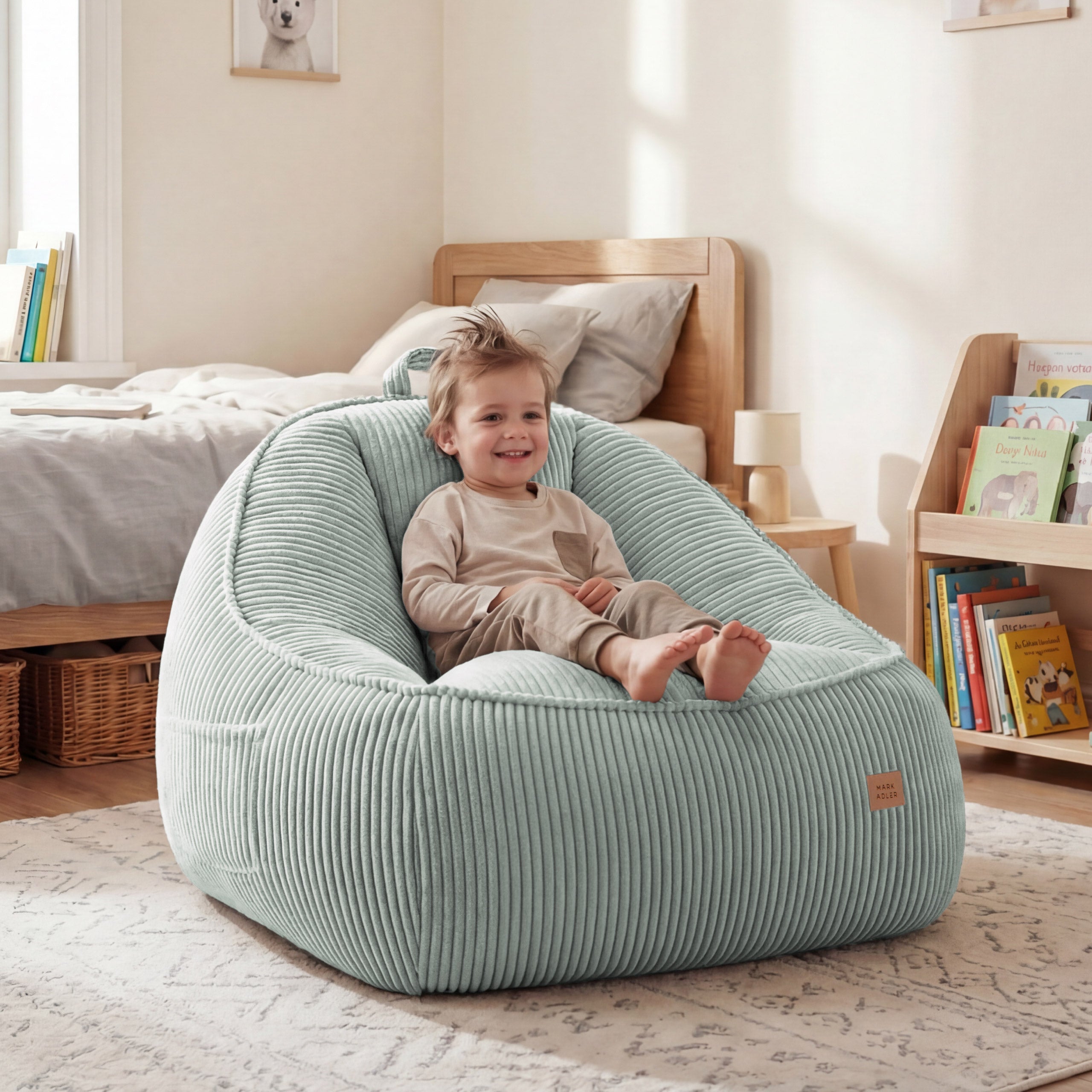 Kreslo-puf s operadlom z manšestru Mark Adler Comfy 4.0 Sage