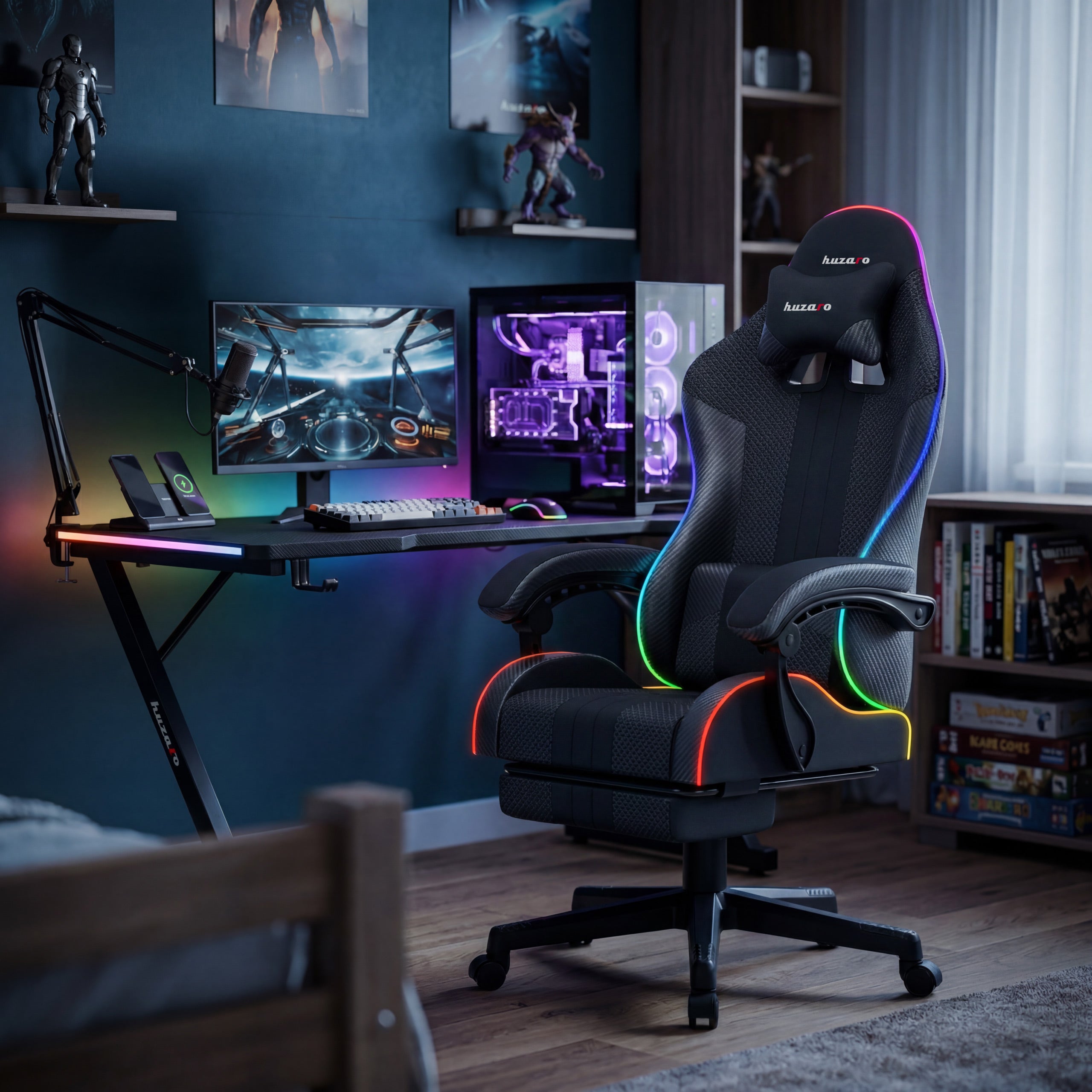 Herné kreslo HUZARO Force 4.7 RGB Black Mesh