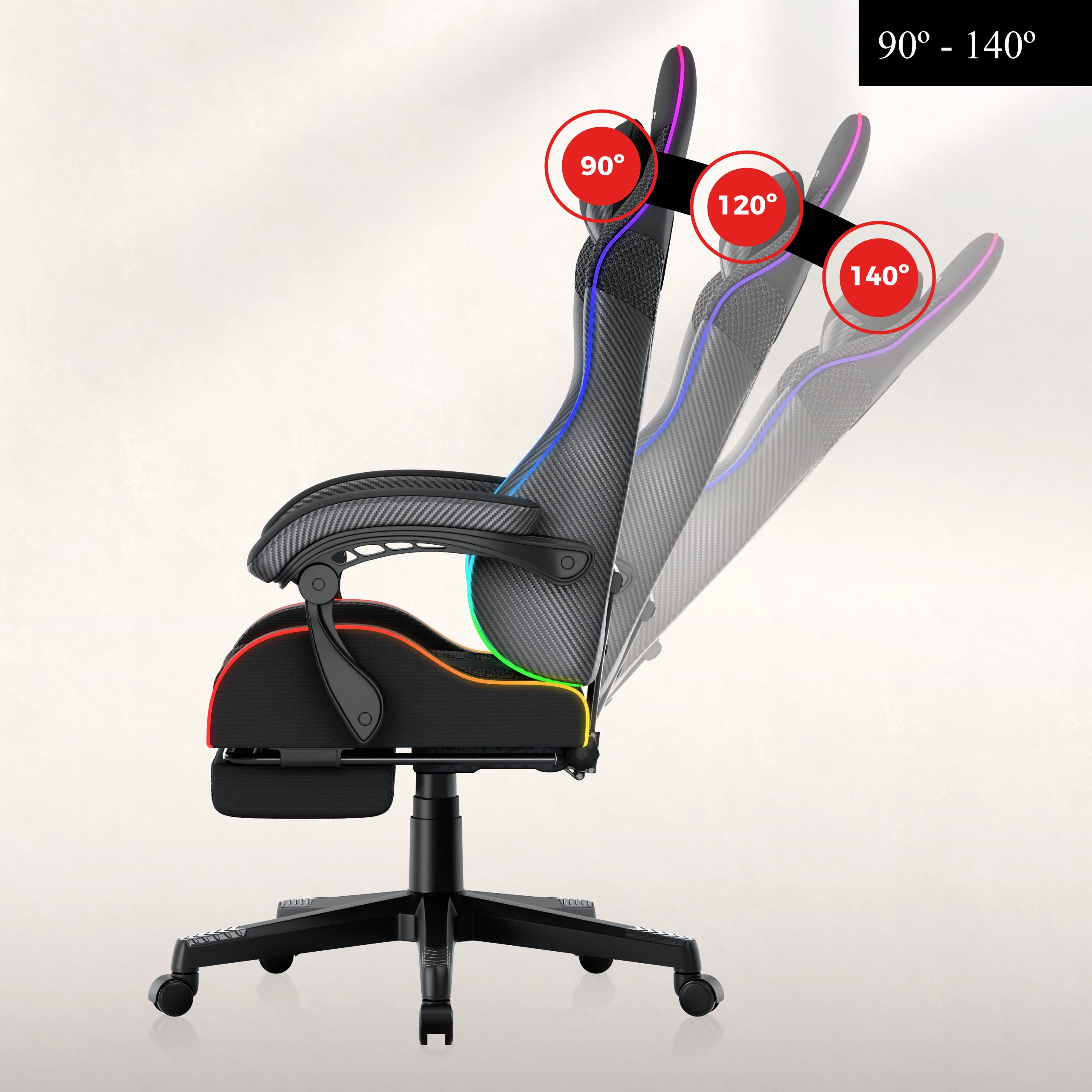 Herné kreslo HUZARO Force 4.7 RGB Black Mesh