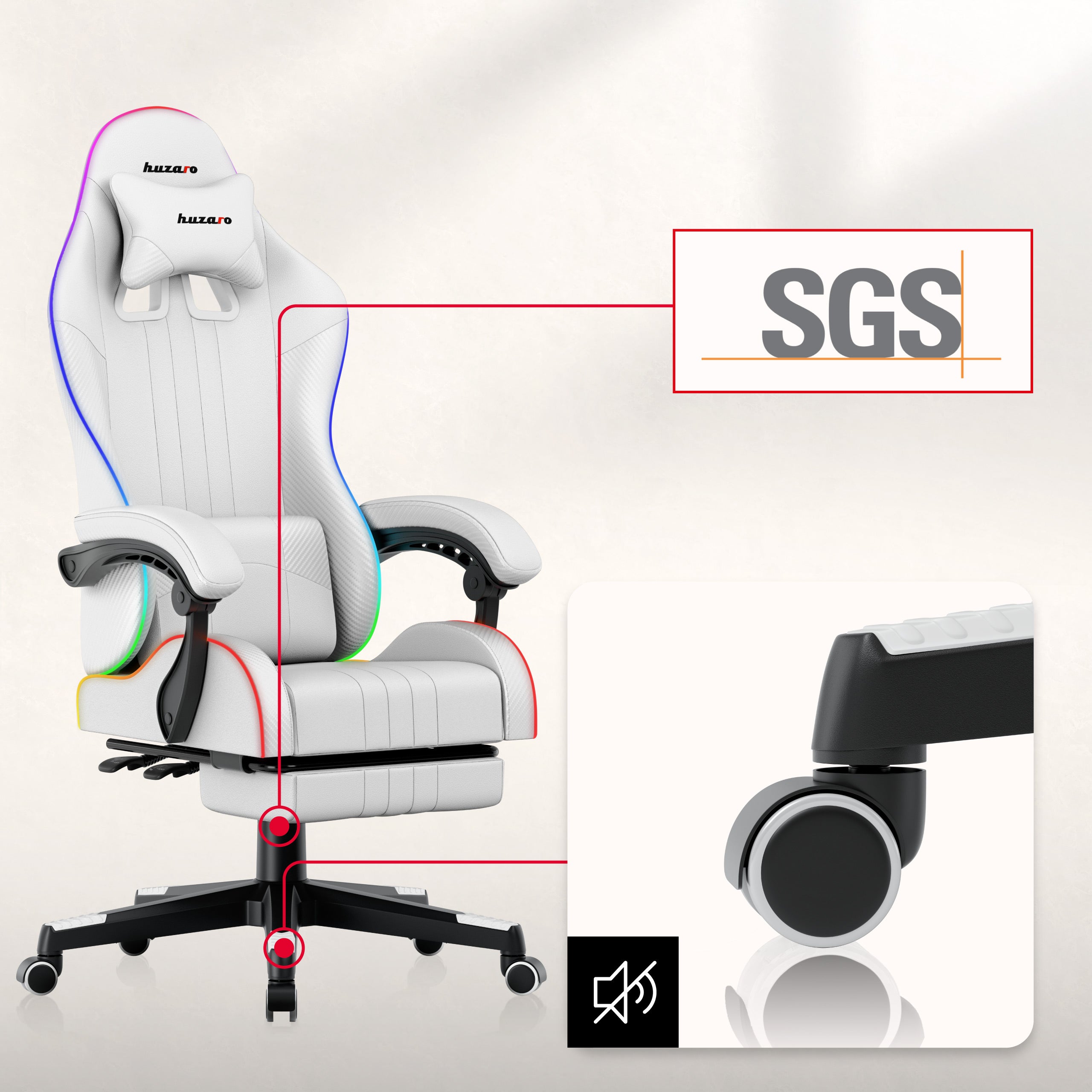 Herné kreslo HUZARO Force 4.7 RGB White