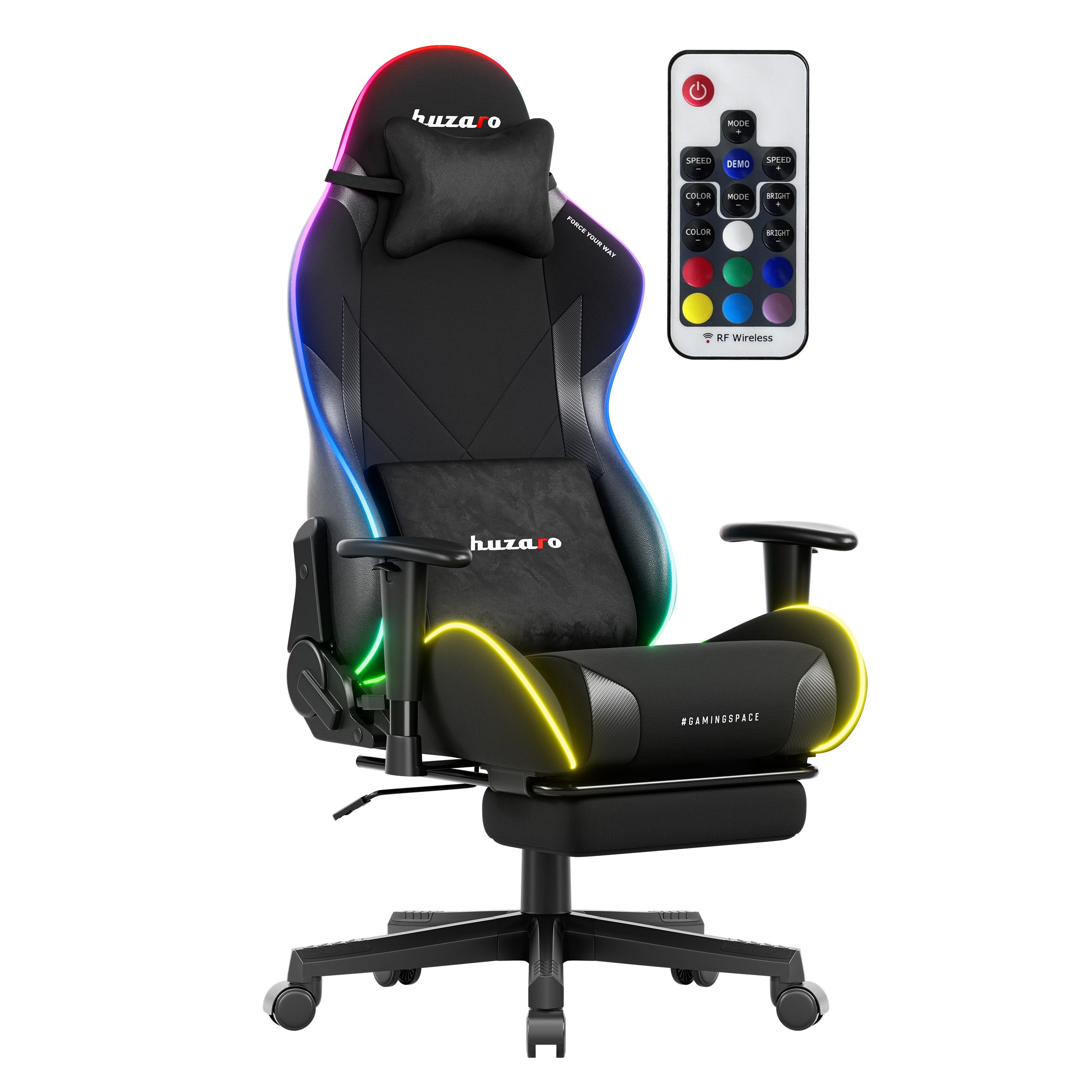 Herné kreslo s LED osvetlením Huzaro Force 5.7 Black RGB