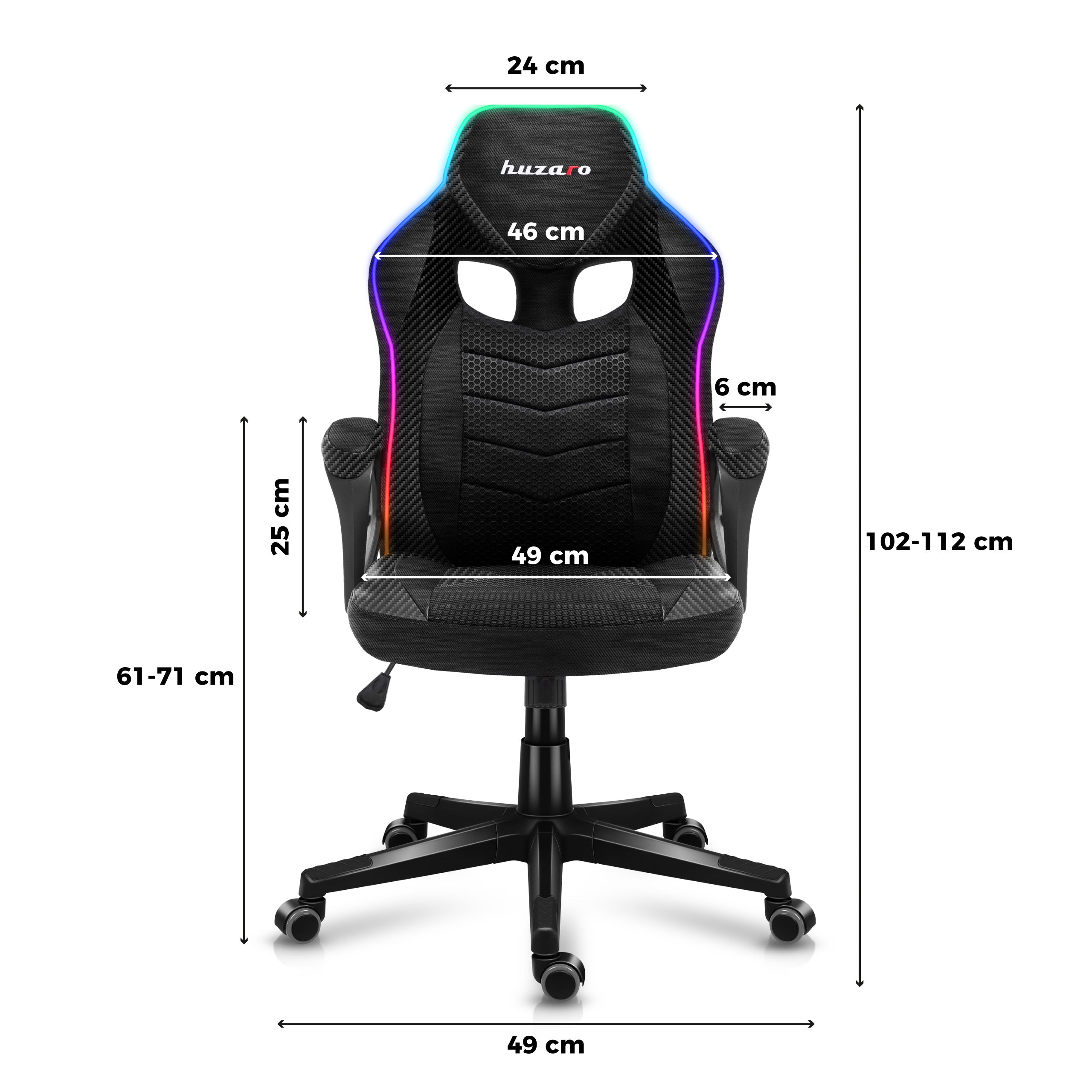 Herné kreslo Huzaro Force 2.5 RGB Carbon Mesh