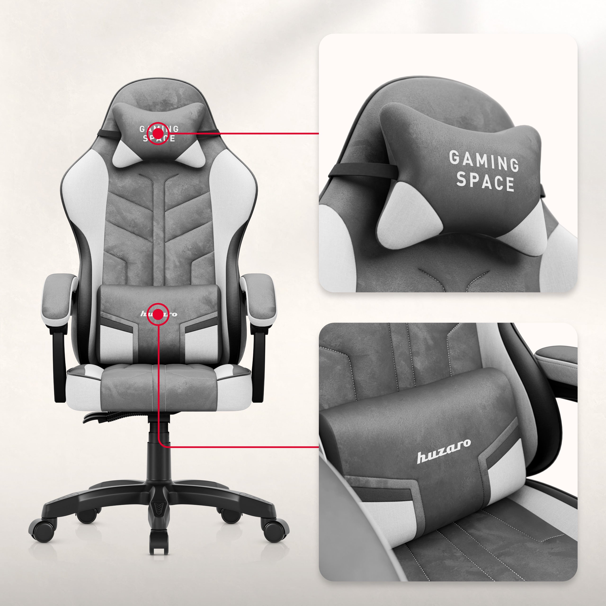 Gamingové kreslo z velúru Huzaro Force 2.7 Grey