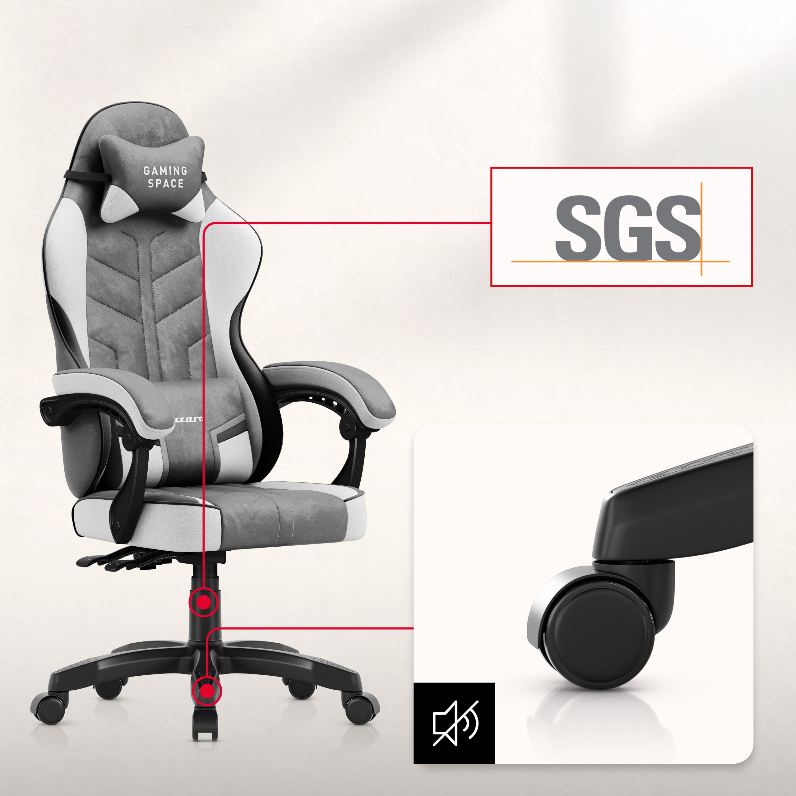 Gamingové kreslo z velúru Huzaro Force 2.7 Grey