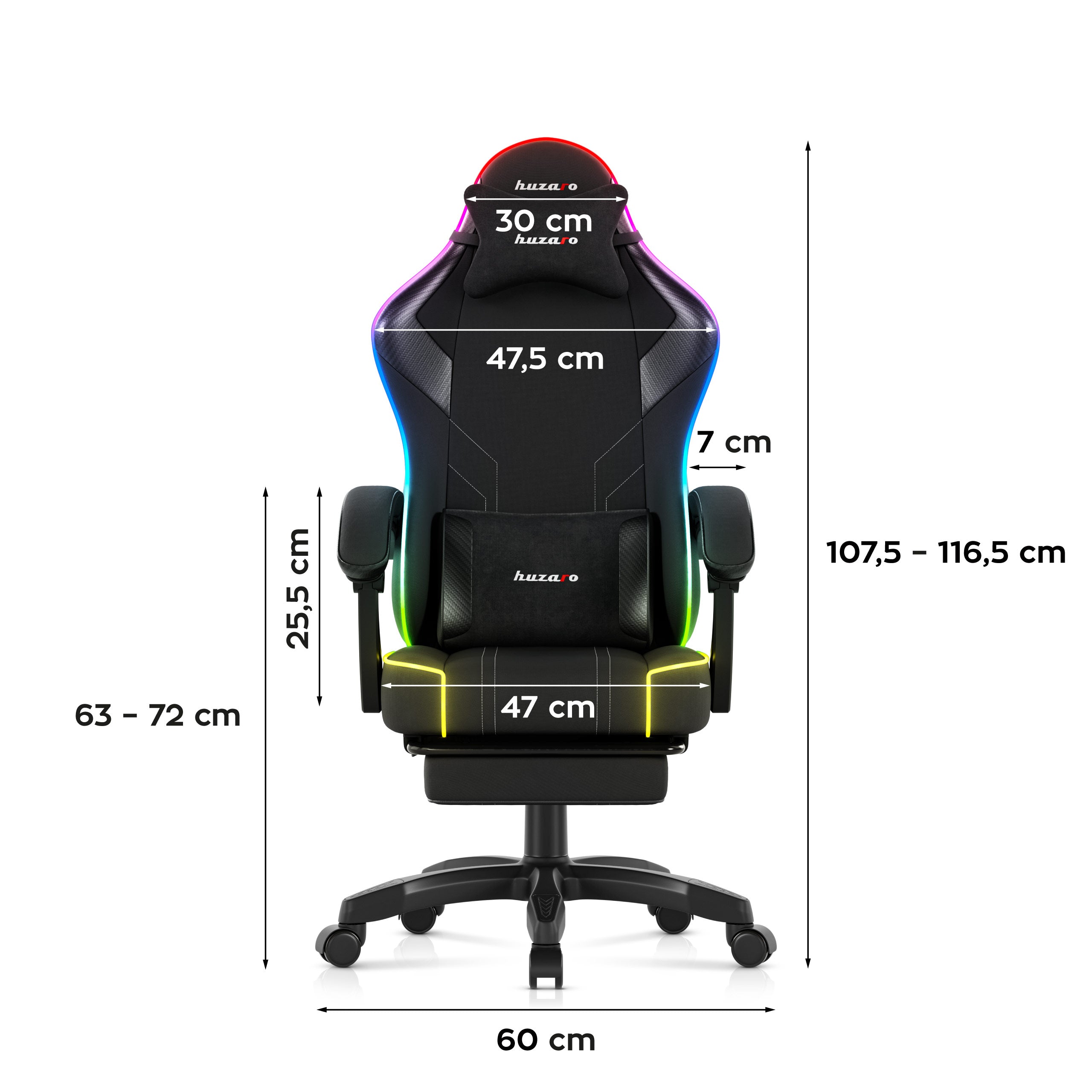 Herné kreslo Huzaro Force 3.7 RGB Black
