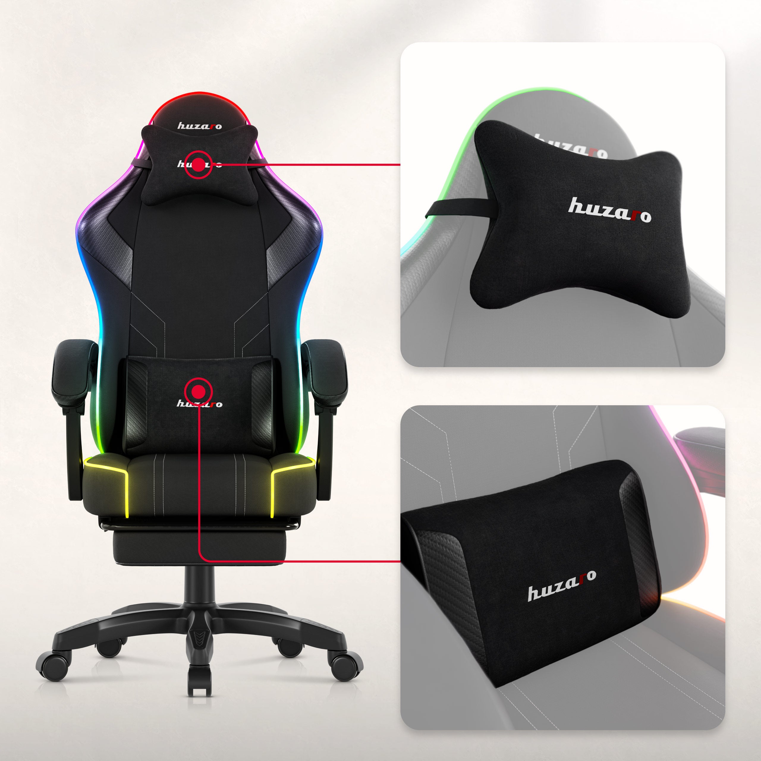 Herné kreslo Huzaro Force 3.7 RGB Black