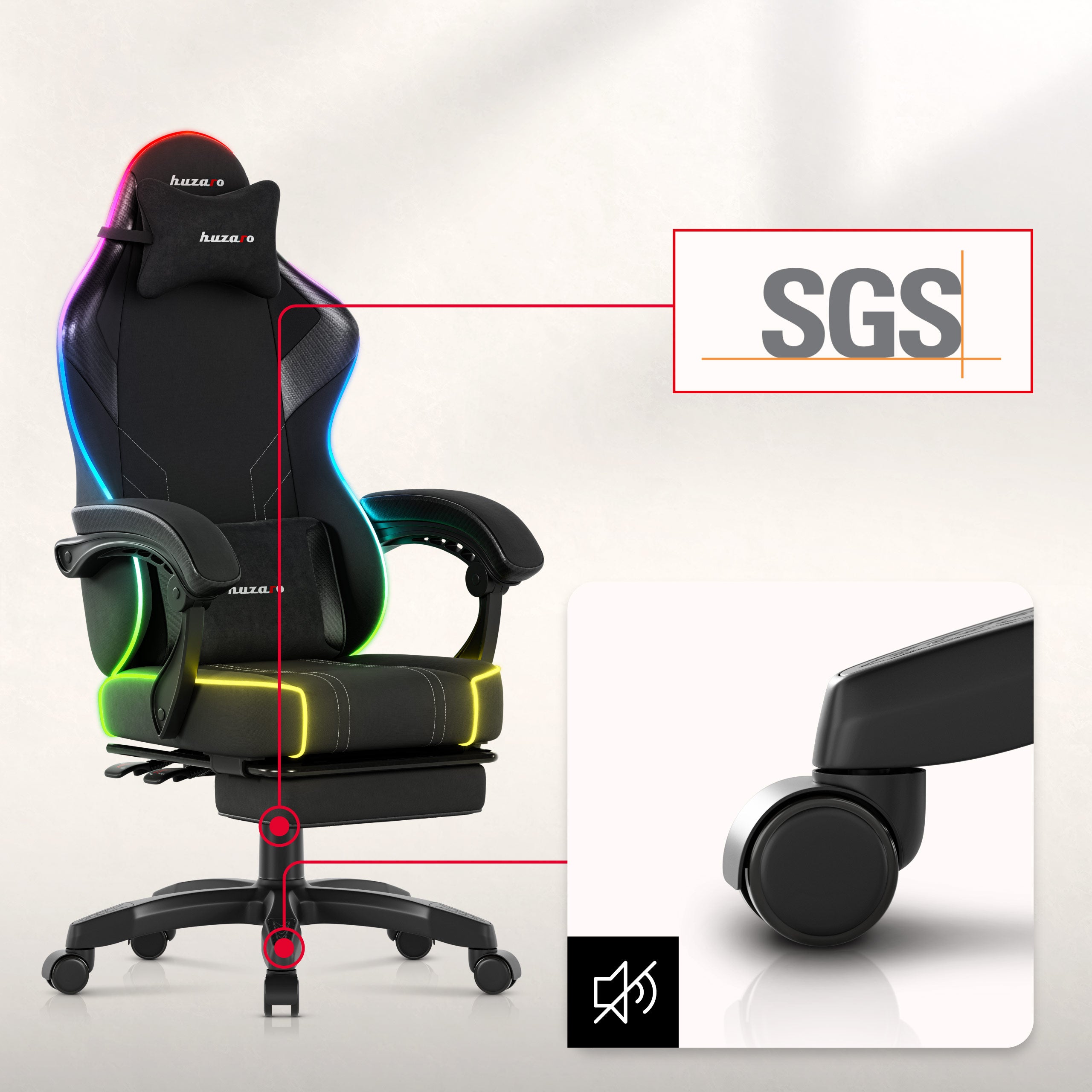 Herné kreslo Huzaro Force 3.7 RGB Black