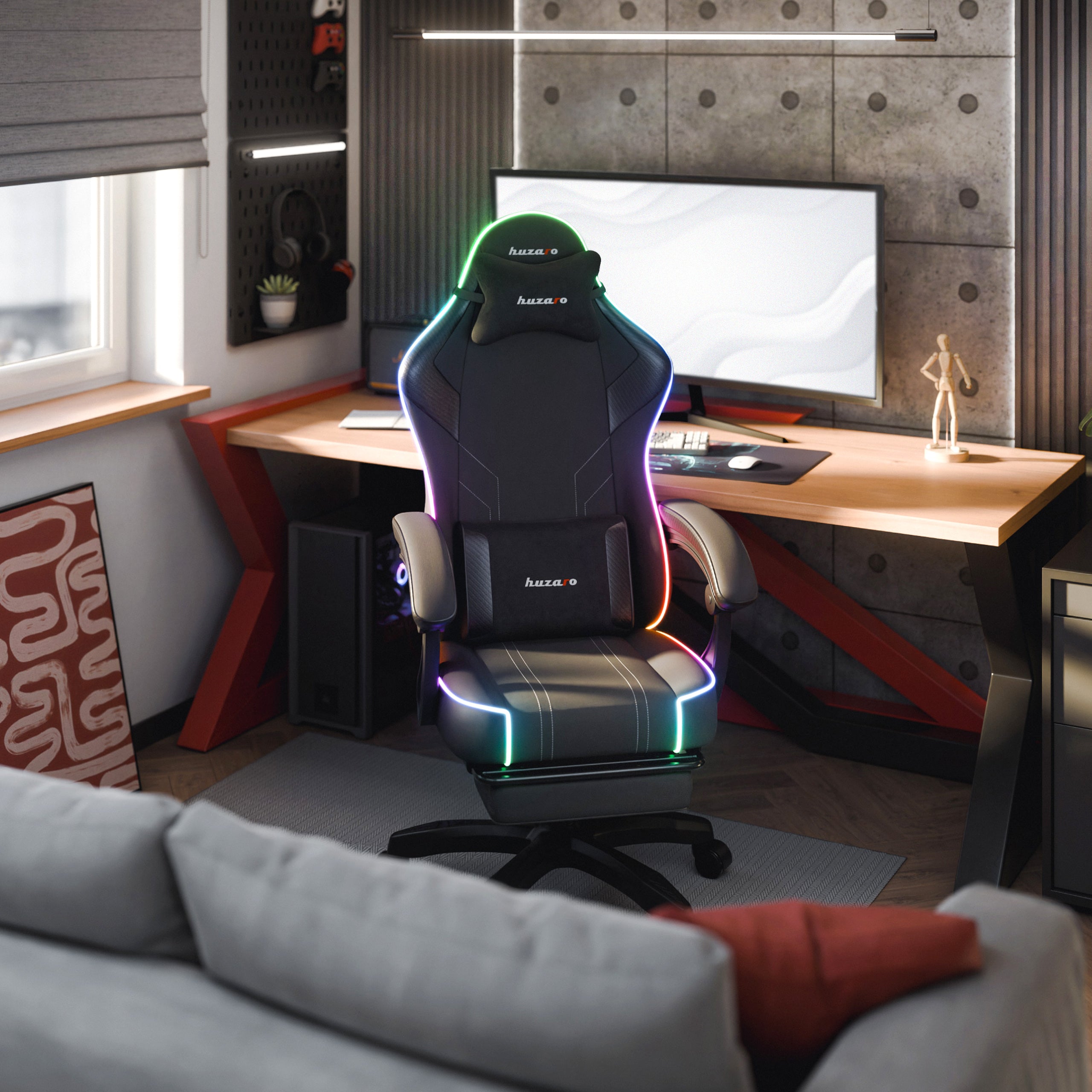 Herné kreslo Huzaro Force 3.7 RGB Black