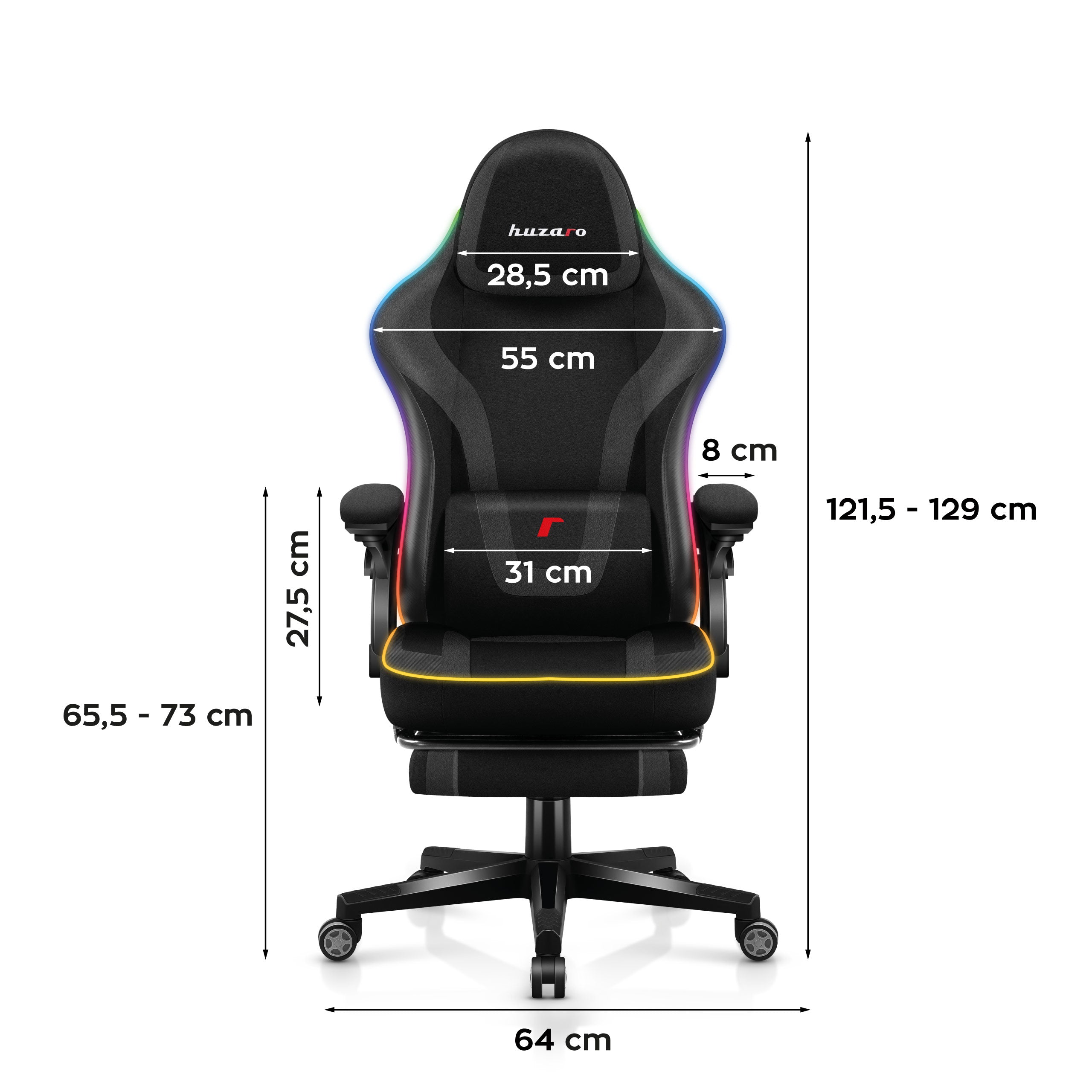 Herné kreslo Huzaro Force 4.6 RGB Smart Black Mesh