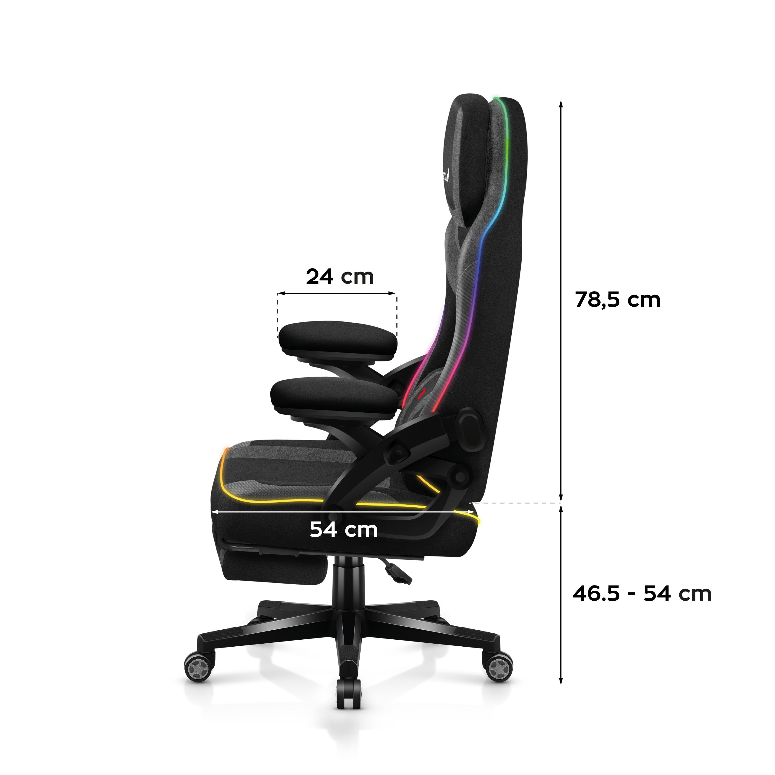 Herné kreslo Huzaro Force 4.6 RGB Smart Black Mesh