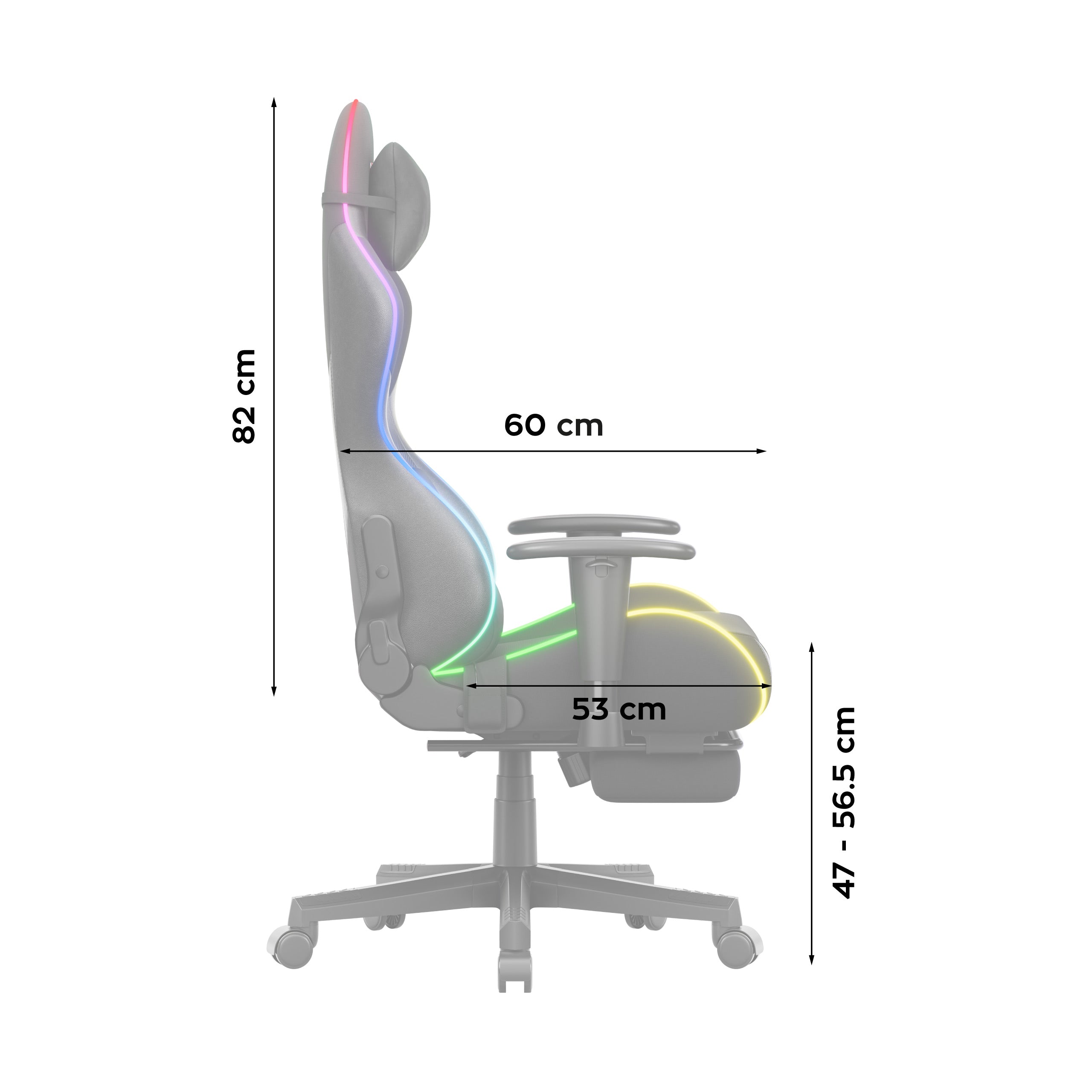Herné kreslo s LED osvetlením Huzaro Force 5.7 Black RGB