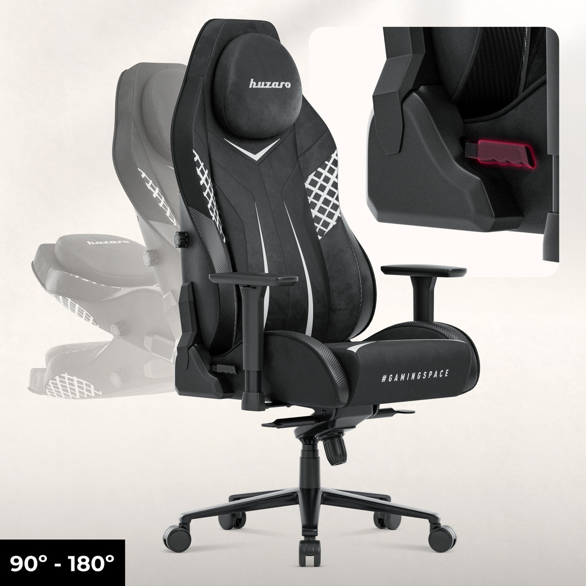Gamingové kreslo z semišu Huzaro Force 8.3 Carbon Black
