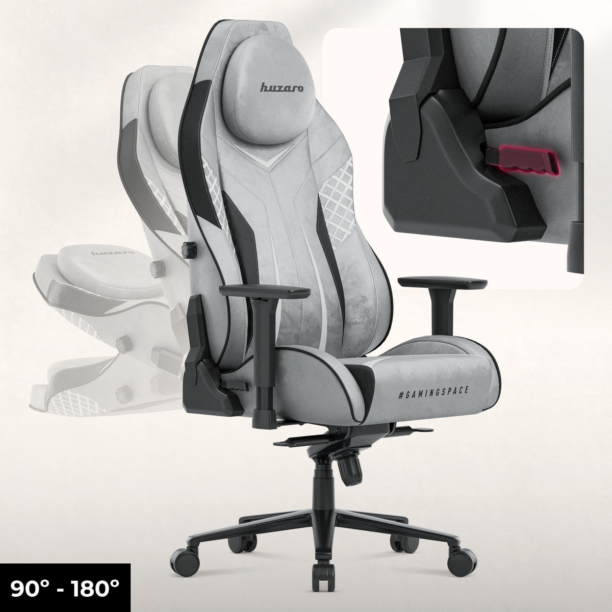 Gamingové kreslo z semišu Huzaro Force 8.3 Grey