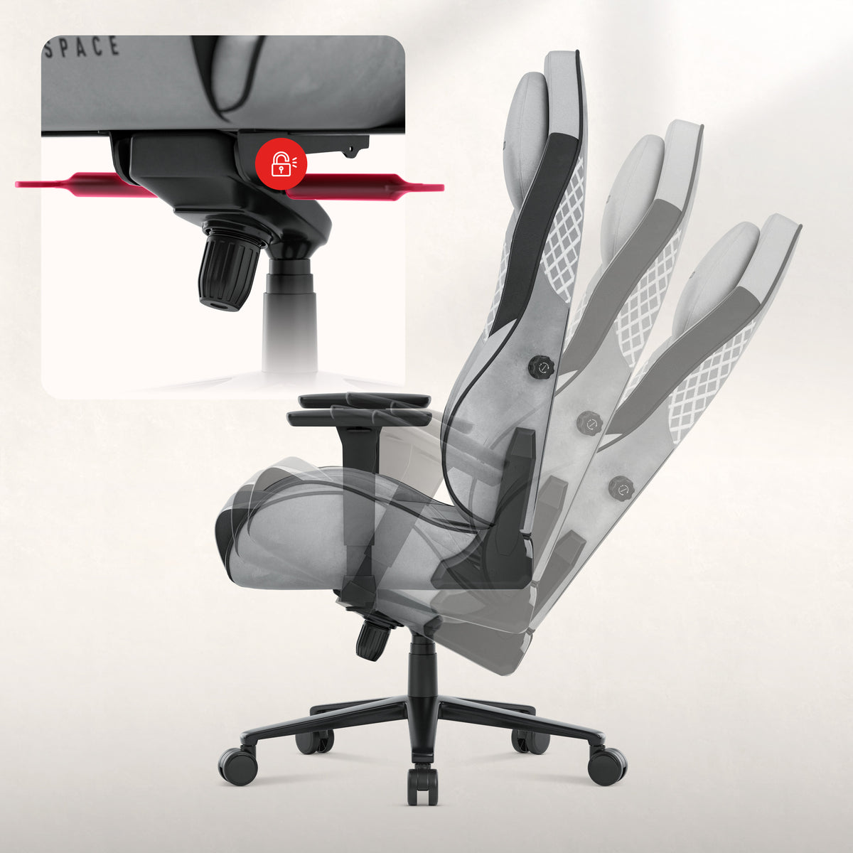 Gamingové kreslo z semišu Huzaro Force 8.3 Grey