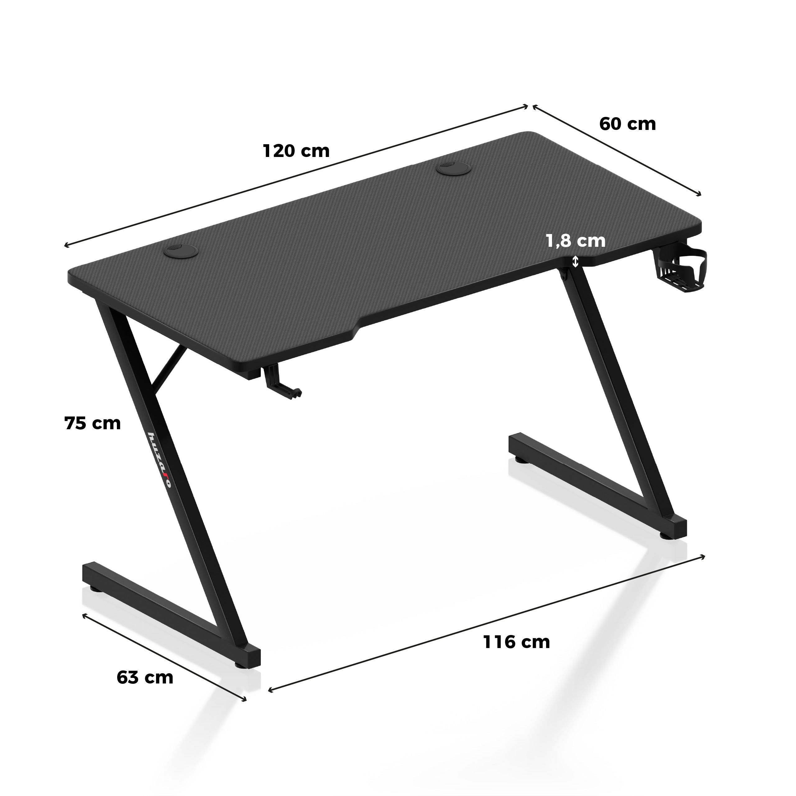Herný stôl Huzaro Hero 2.5 Black 120 cm
