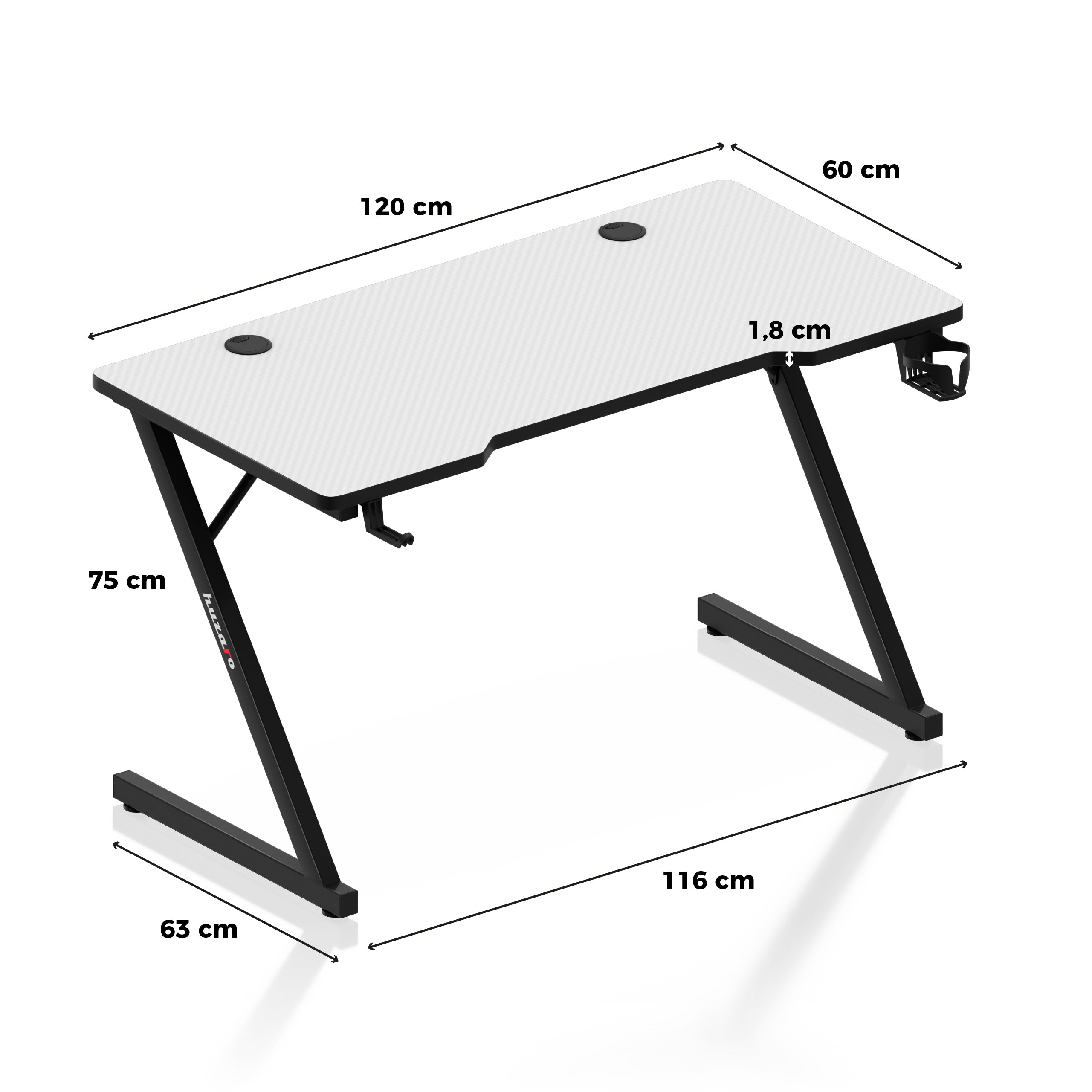 Herný stôl Huzaro Hero 2.5 White 120 cm