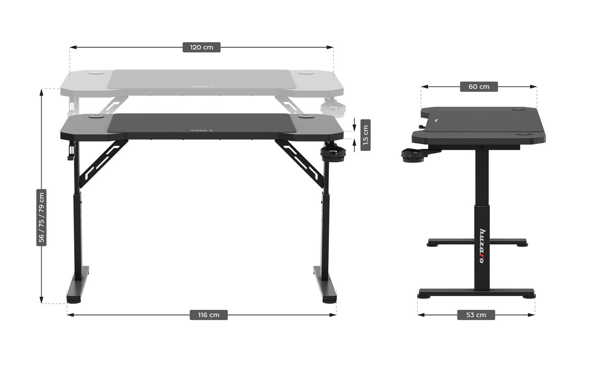 Herný stôl HUZARO Hero 2.6 Black 120 cm