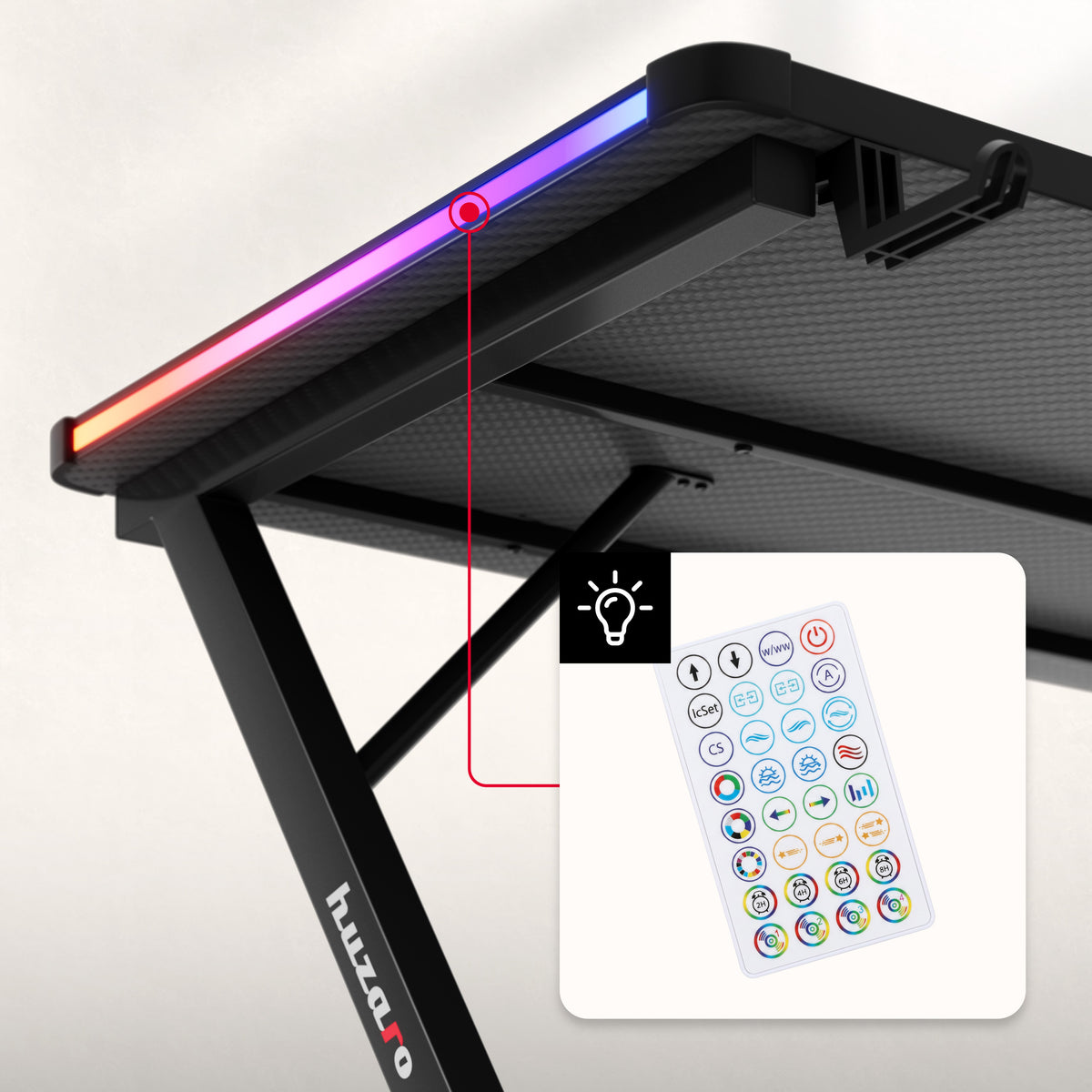 Herný stôl Huzaro Hero 2.5 RGB LED Black 120 cm