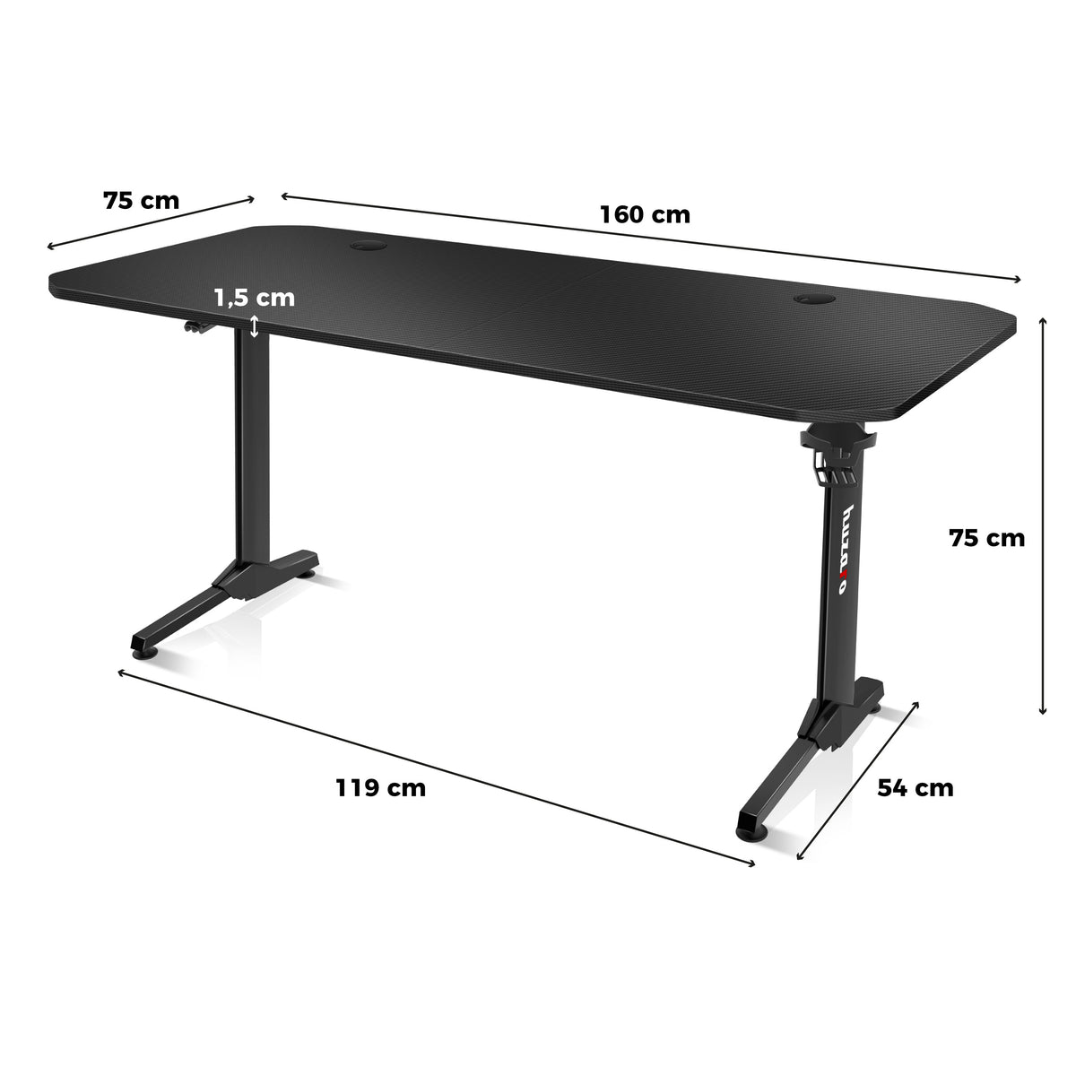 Herný stôl Huzaro Hero 4.7 Black 160 cm
