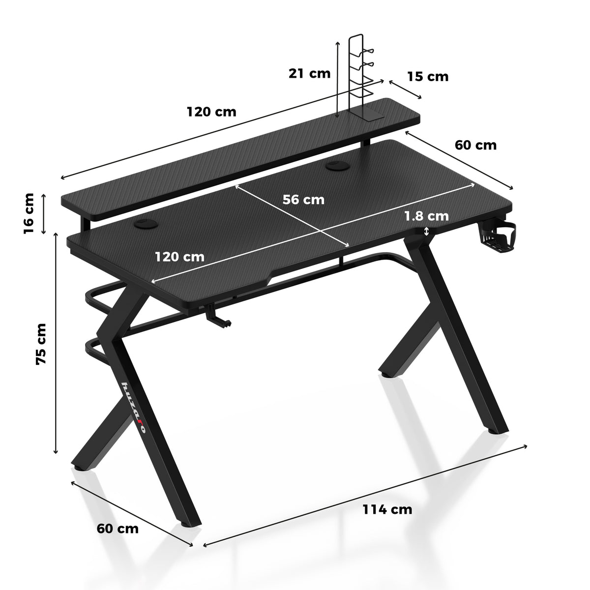 Herný stôl Huzaro Hero 5.0 Black 120 cm