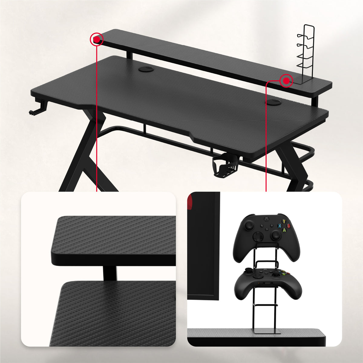 Nástavec na monitor a držiak na gamepady a disky