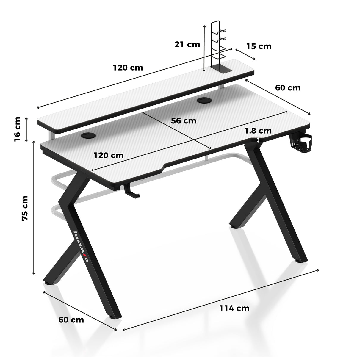 Herný stôl Huzaro Hero 5.0 White 120 cm