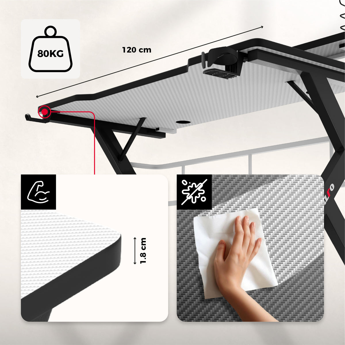 Nezničiteľná pracovná doska s povrchovou úpravou Carbon Flex