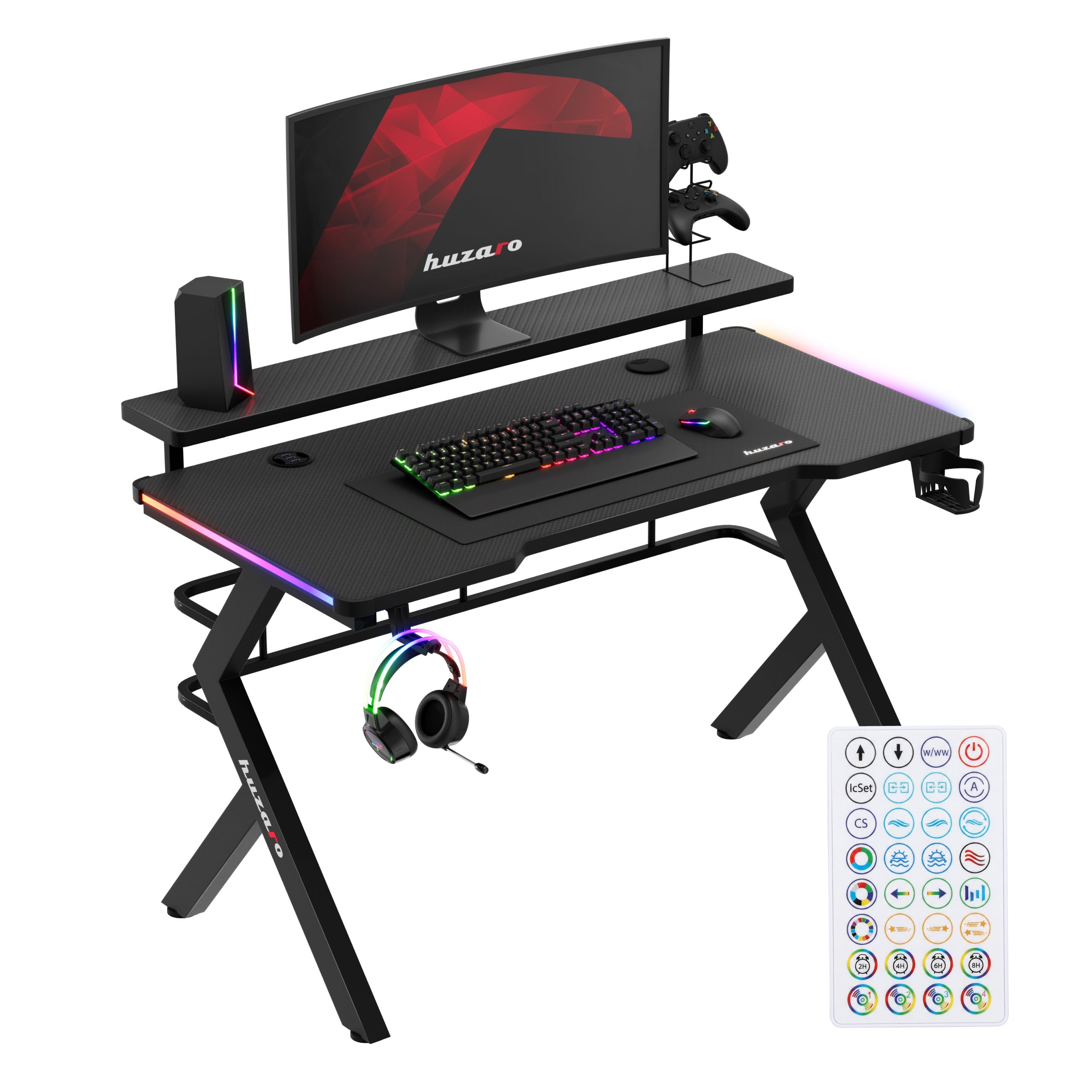 Herný stôl Huzaro Hero 5.0 RGB LED Black 120 cm