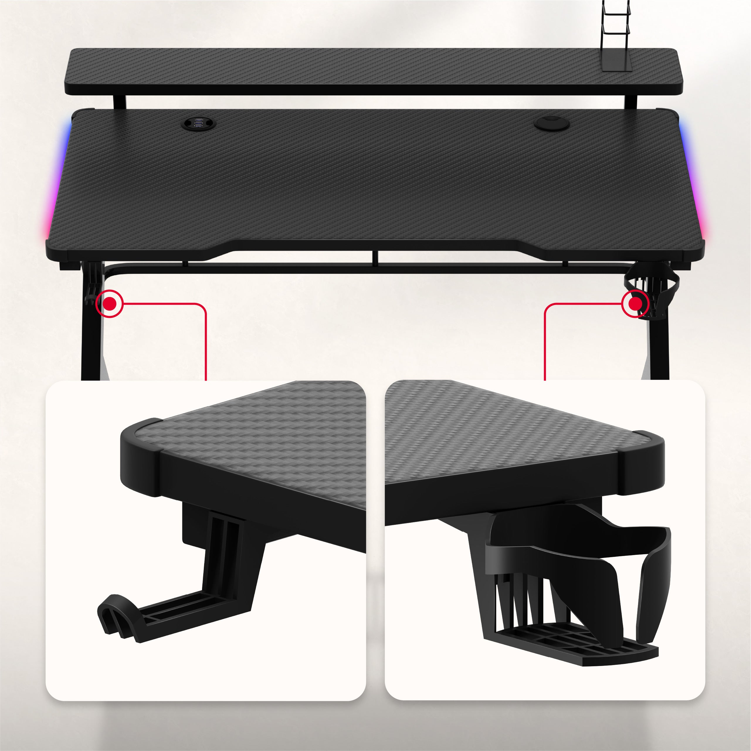 Herný stôl Huzaro Hero 5.0 RGB LED Black 120 cm
