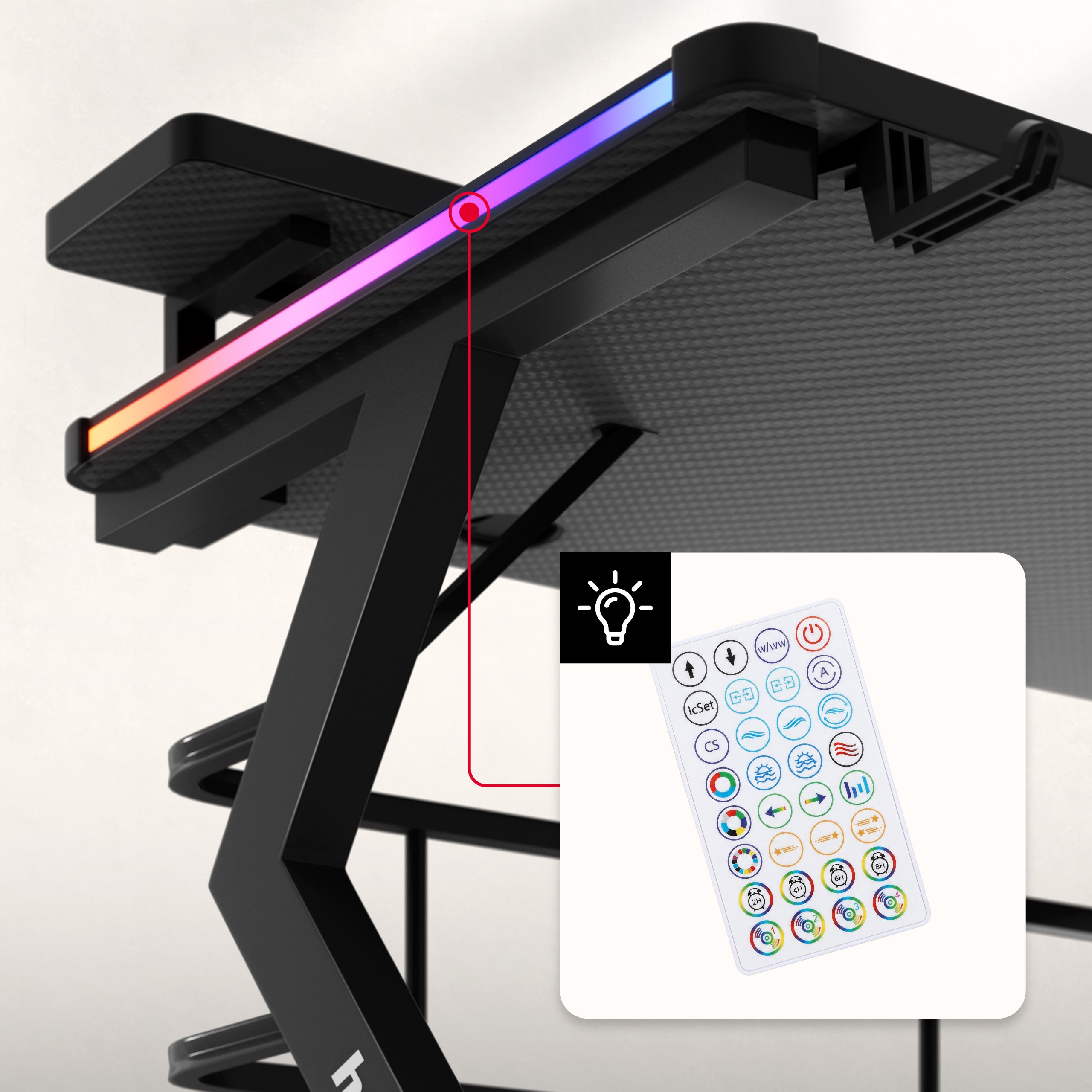 Herný stôl Huzaro Hero 5.0 RGB LED Black 120 cm