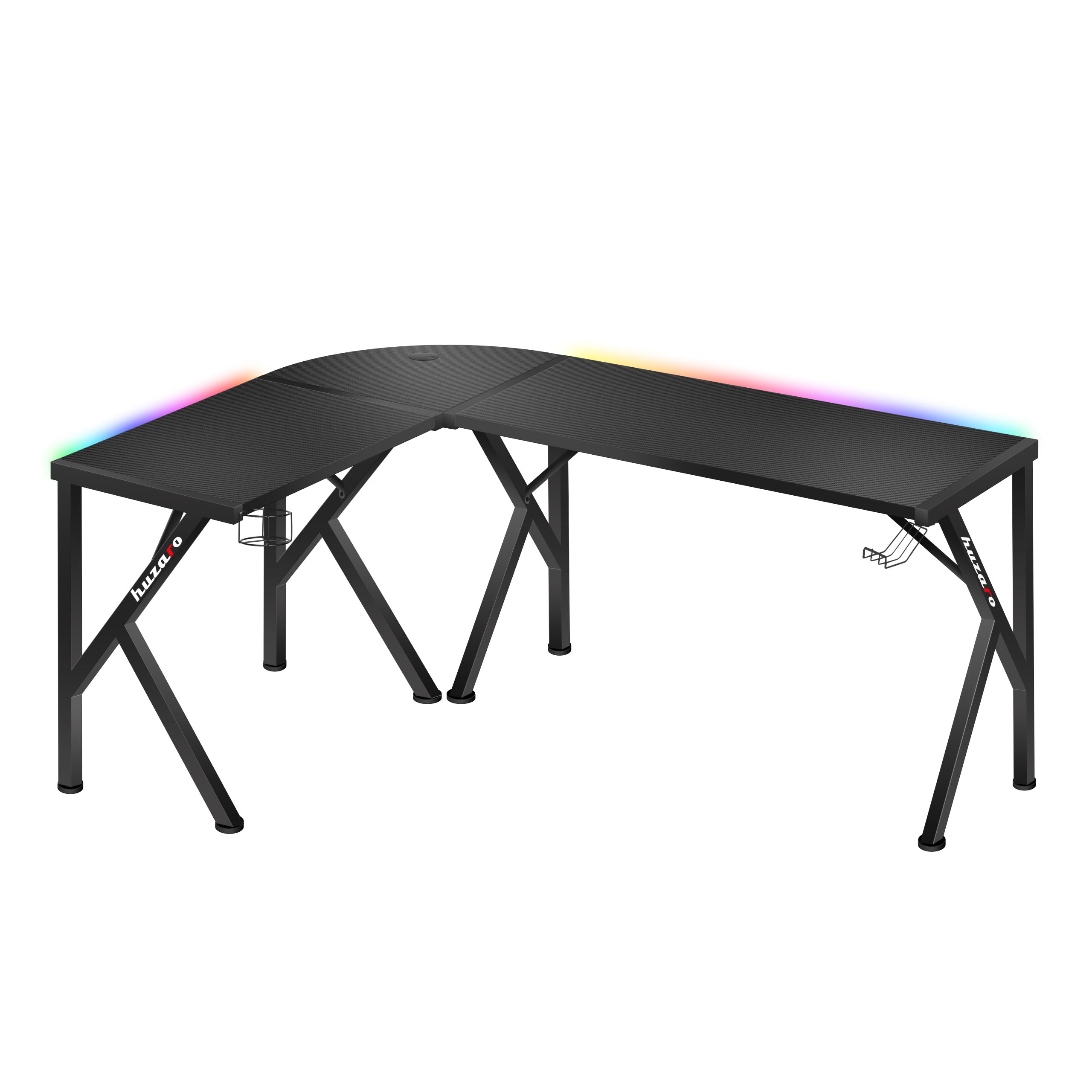 Rohový herný stôl Huzaro Hero 6.3 RGB Black 154 cm