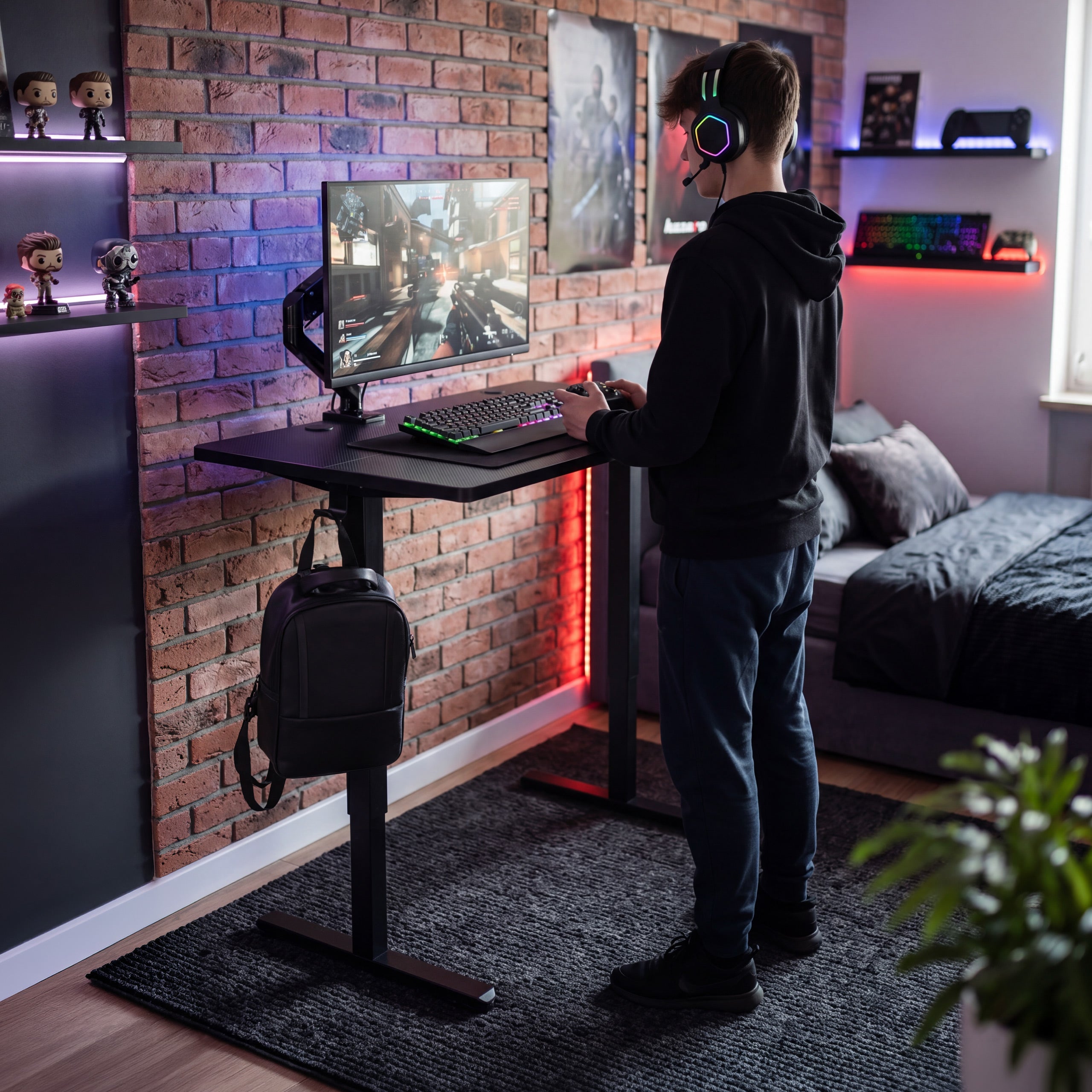 Elektrický výškovo nastaviteľný stôl na kolieskach Huzaro Hero 7.8 Black