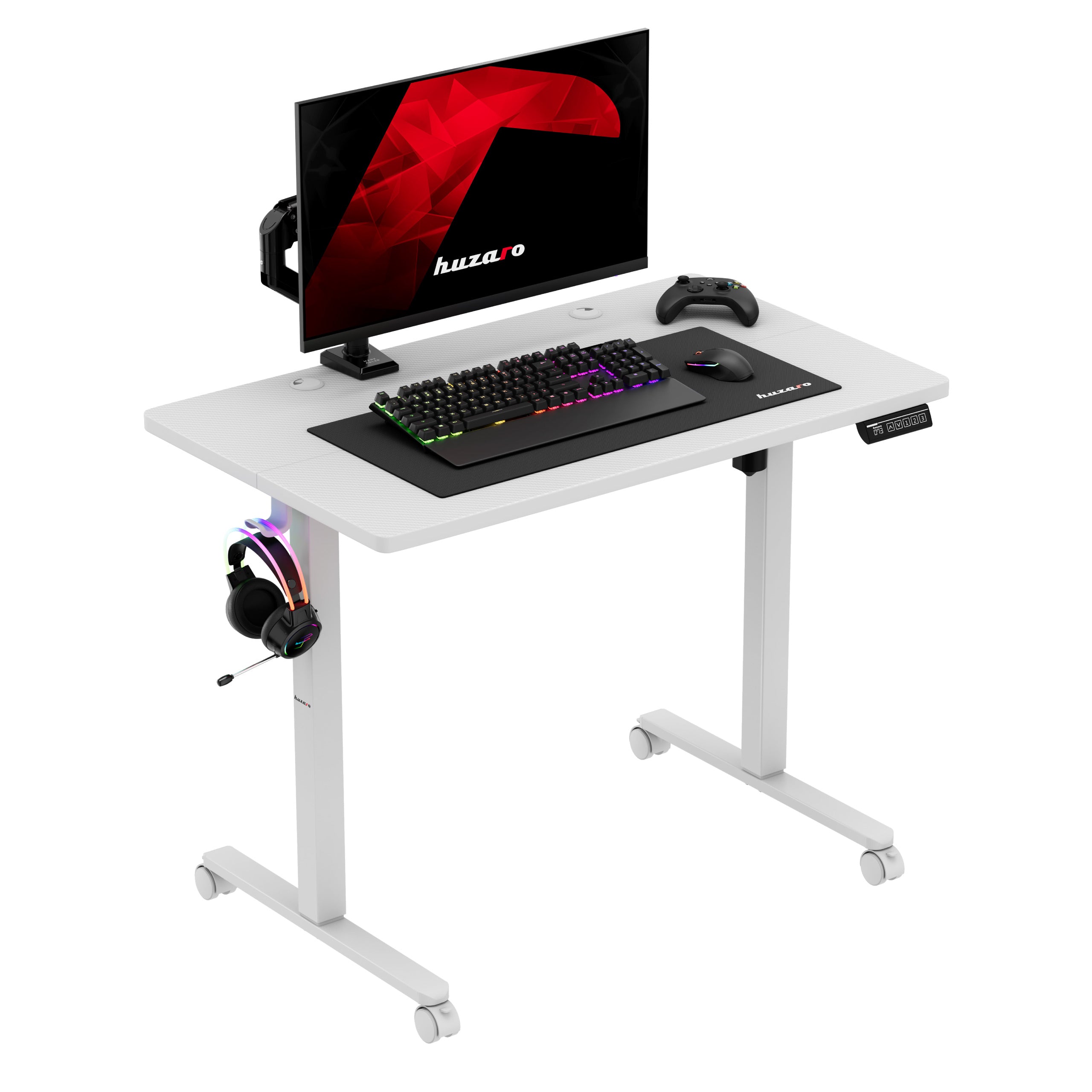 Elektrický výškovo nastaviteľný písací stôl na kolieskach Huzaro Hero 7.8 White