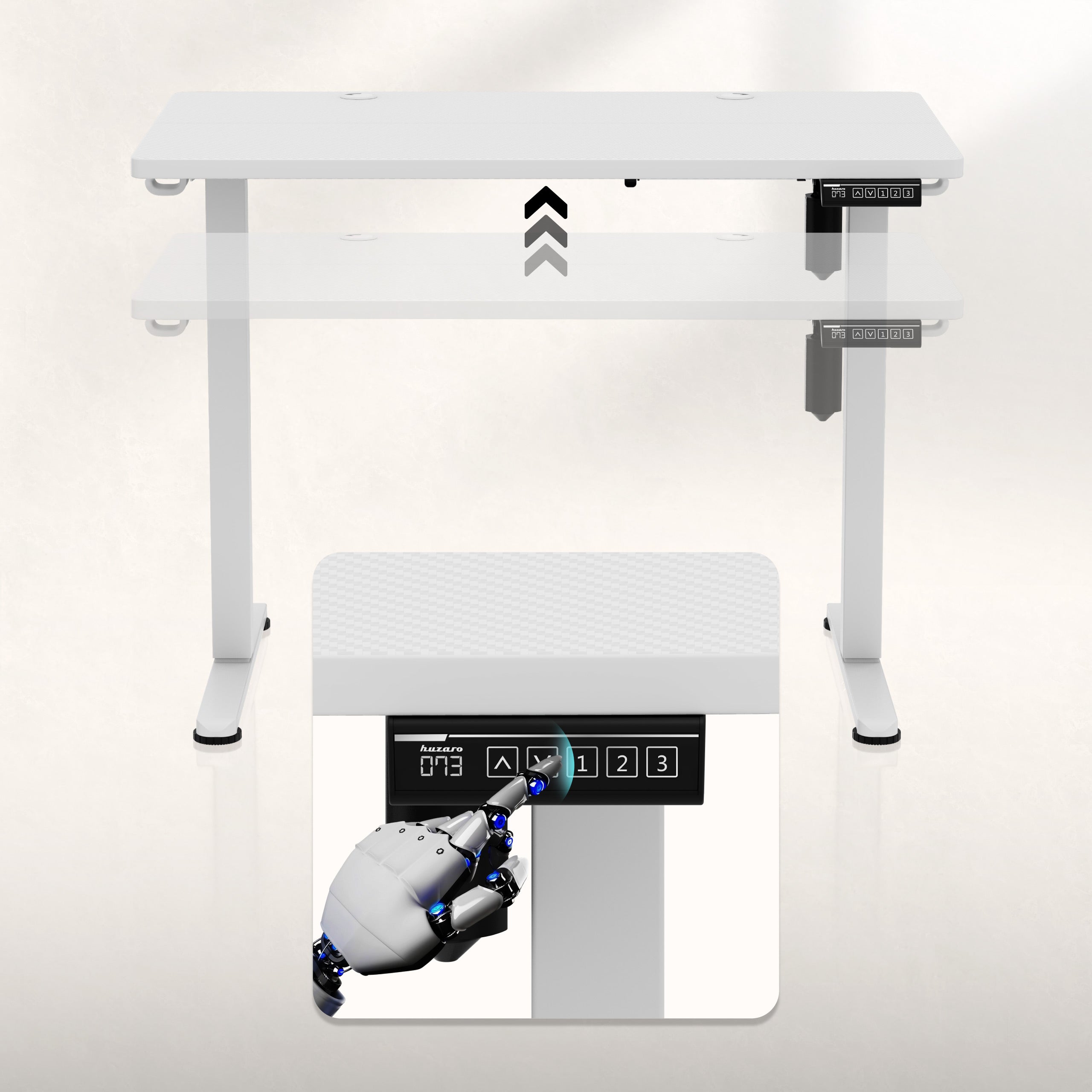 Elektrický výškovo nastaviteľný písací stôl na kolieskach Huzaro Hero 7.8 White