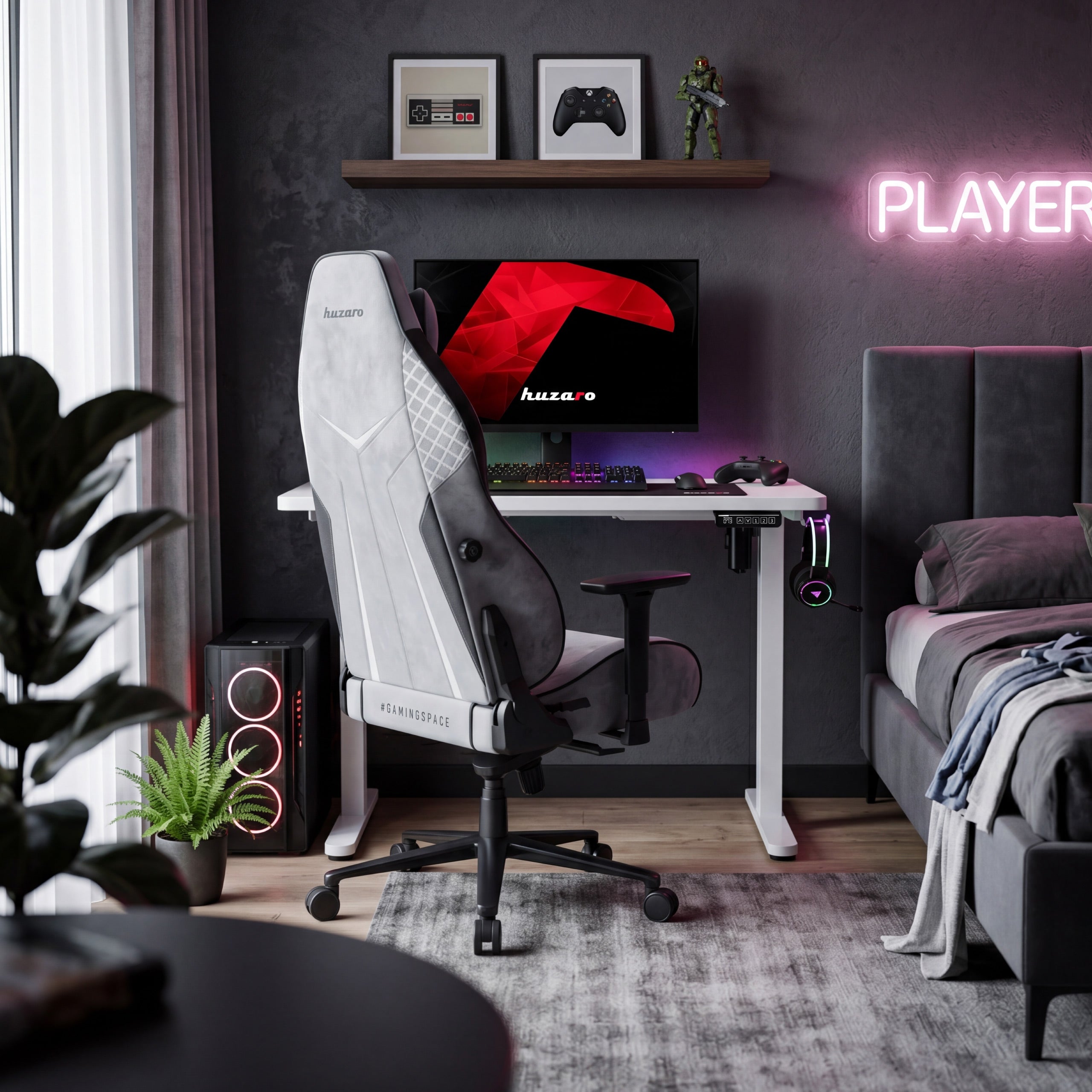 Elektrický výškovo nastaviteľný písací stôl na kolieskach Huzaro Hero 7.8 White
