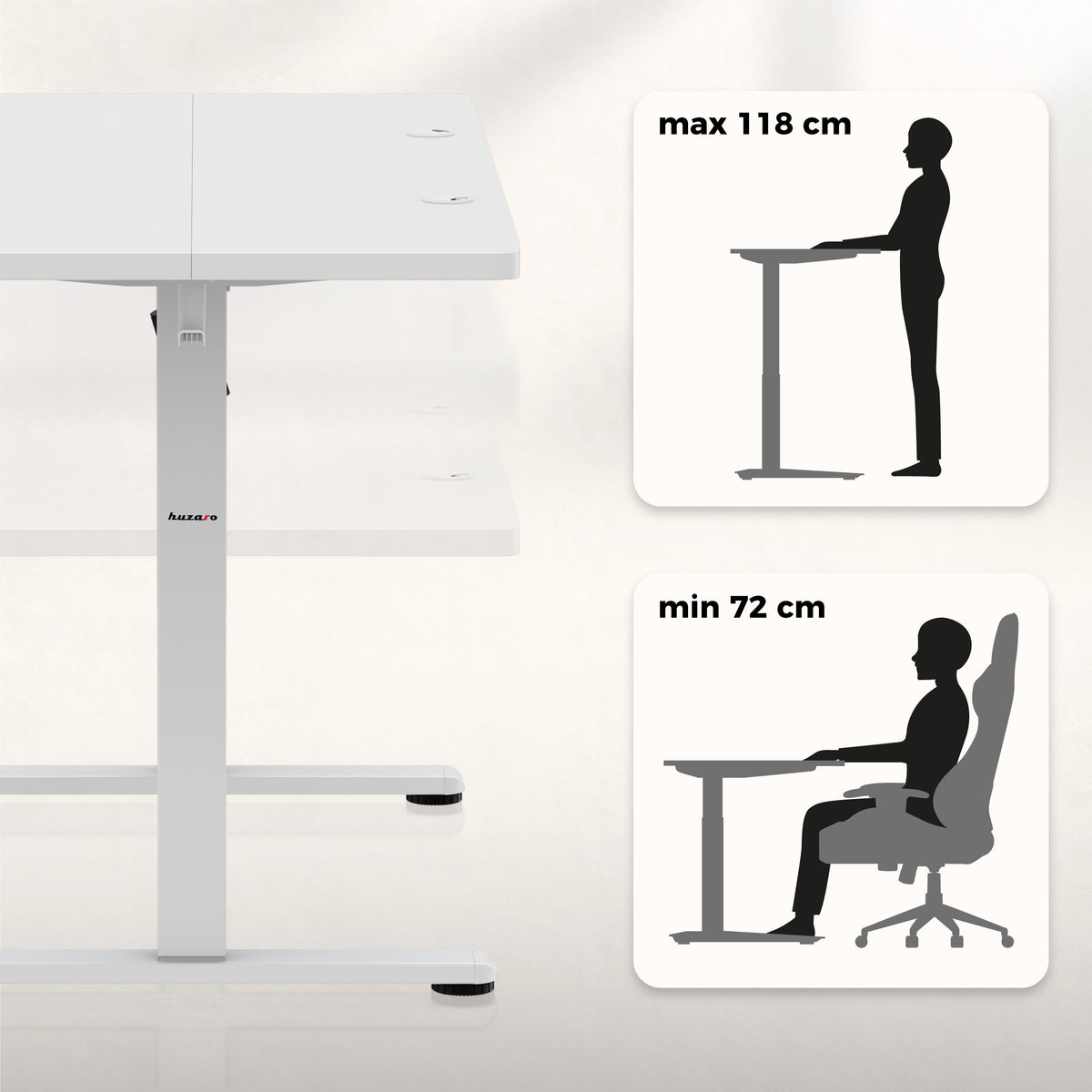 Elektrické nastavenie výšky pracovnej dosky: 72 – 118 cm
