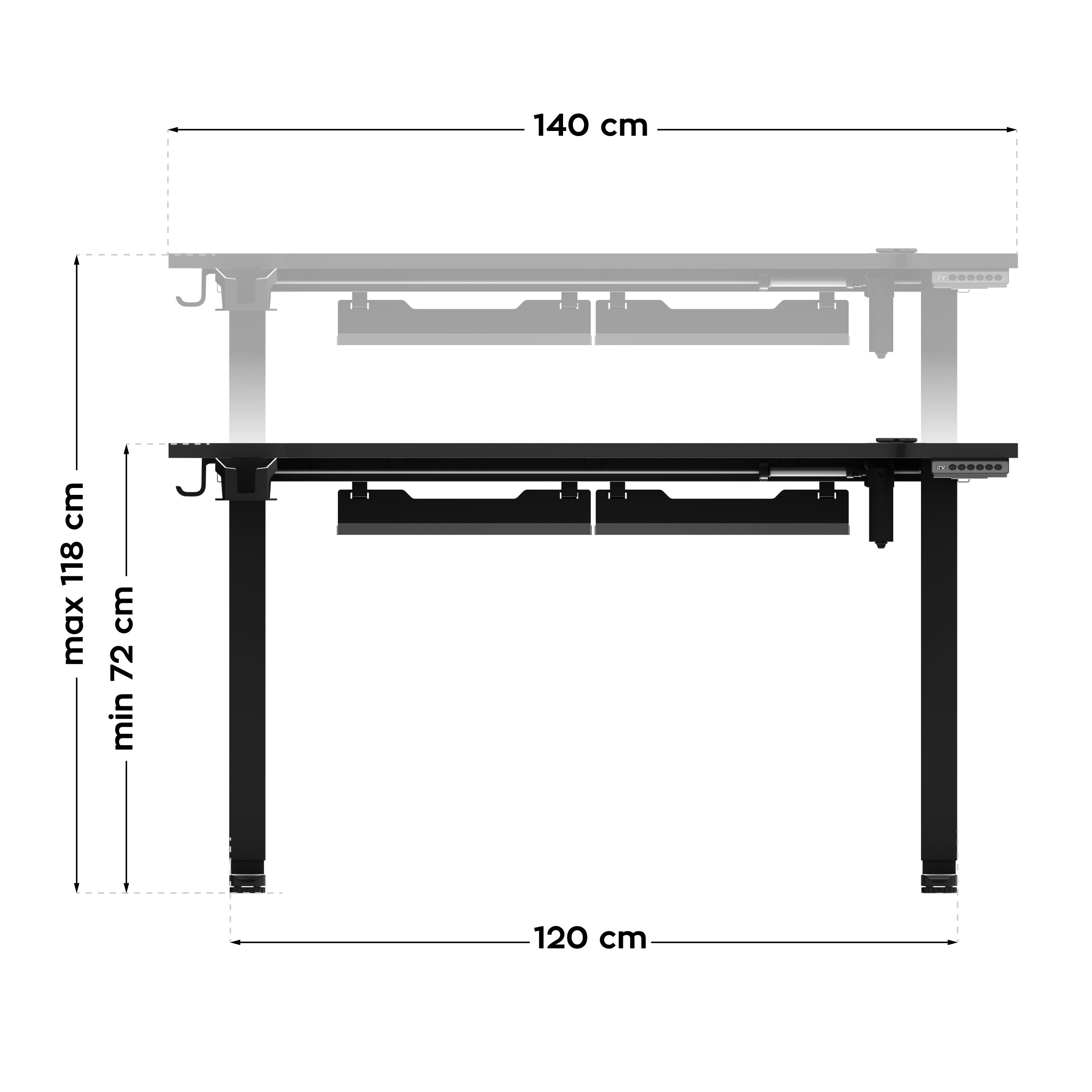 Elektrický pracovný stôl Huzaro Hero 8,7 RGB LED 140 cm