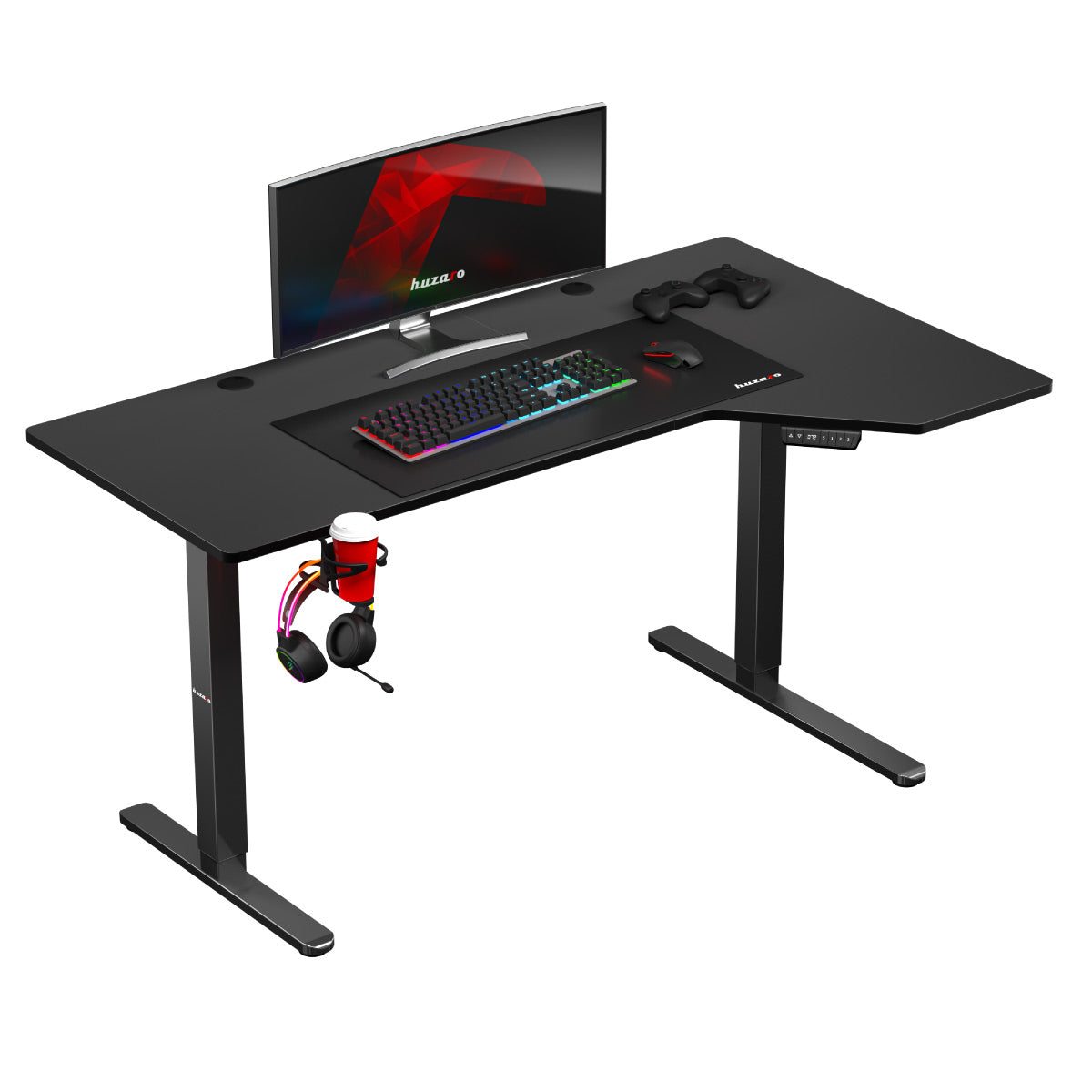 Elektrický rohový písací stôl Huzaro Hero 9.1 Black 145 cm