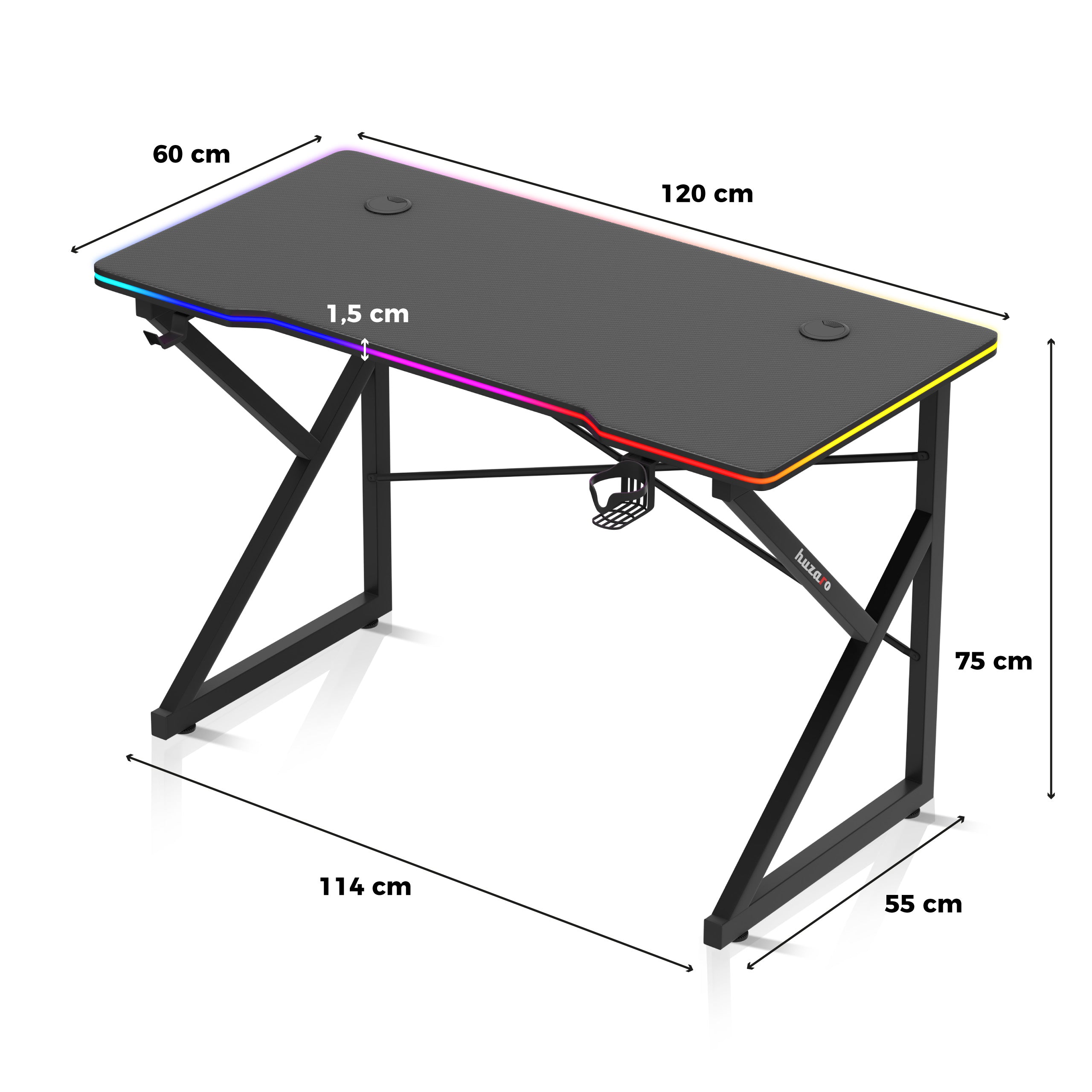 Herný stôl Hero 1.7 RGB Black 120 cm